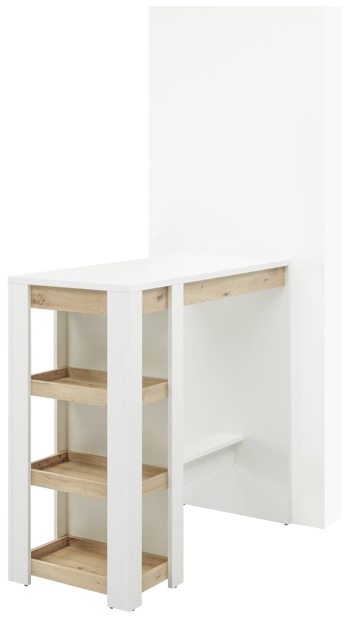 Bega Consult Bartisch Stehtisch Bartisch BRANDY 3 Ablageböden Weiß mit Artisan Eiche Optik