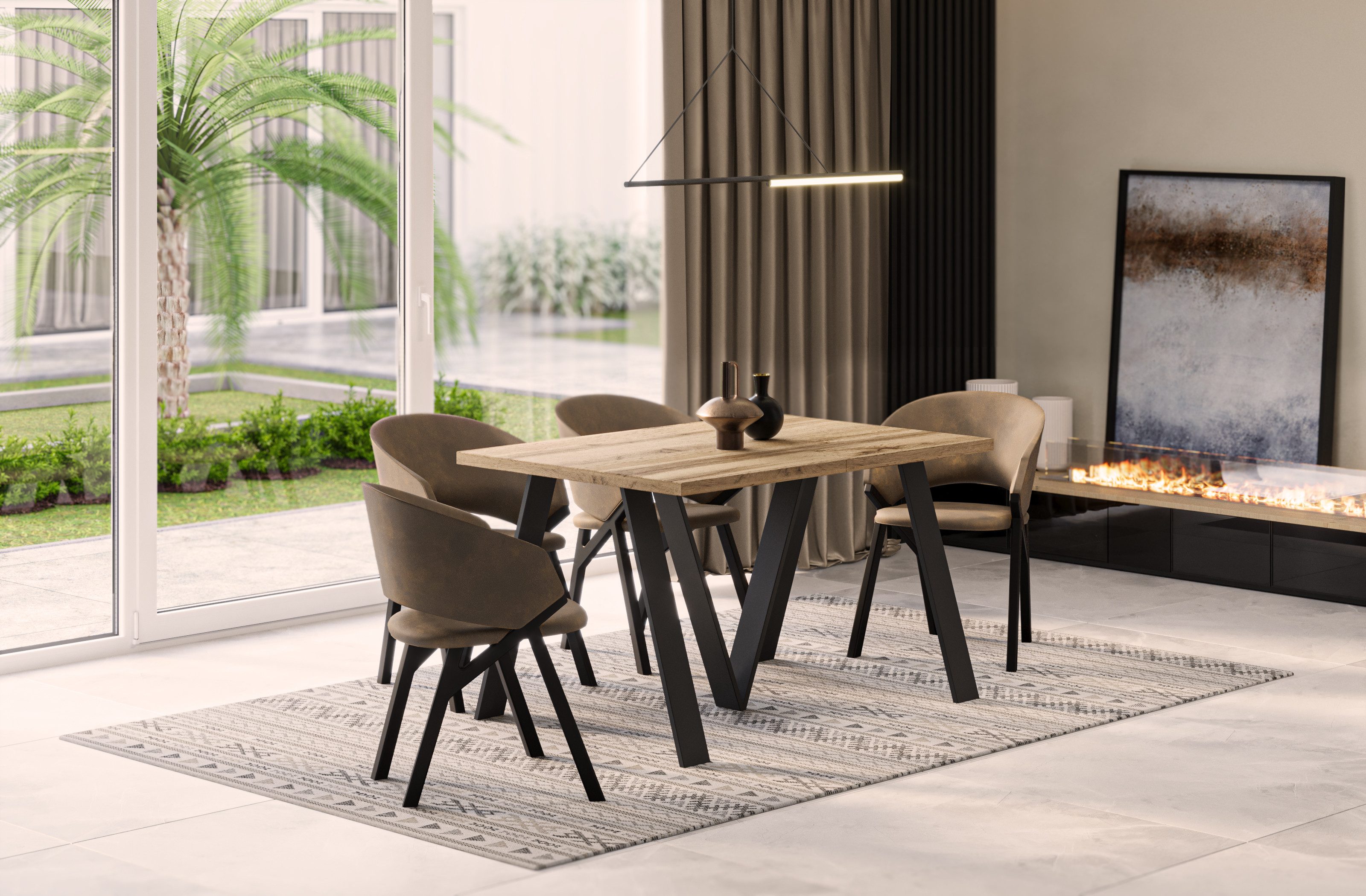 Endo-Moebel Esstisch Lungo XXL 130-405 cm, Metallgestell, ausziehbar, erwei günstig online kaufen