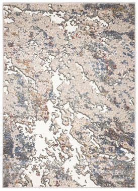 Designteppich Modern Teppich für Wohnzimmer - Abstrakt - Beige Grau, Mazovia, 80 x 150 cm, Abstrakt, Modern, Höhe 11 mm, Kurzflor - niedrige Florhöhe, Weich, Pflegeleicht