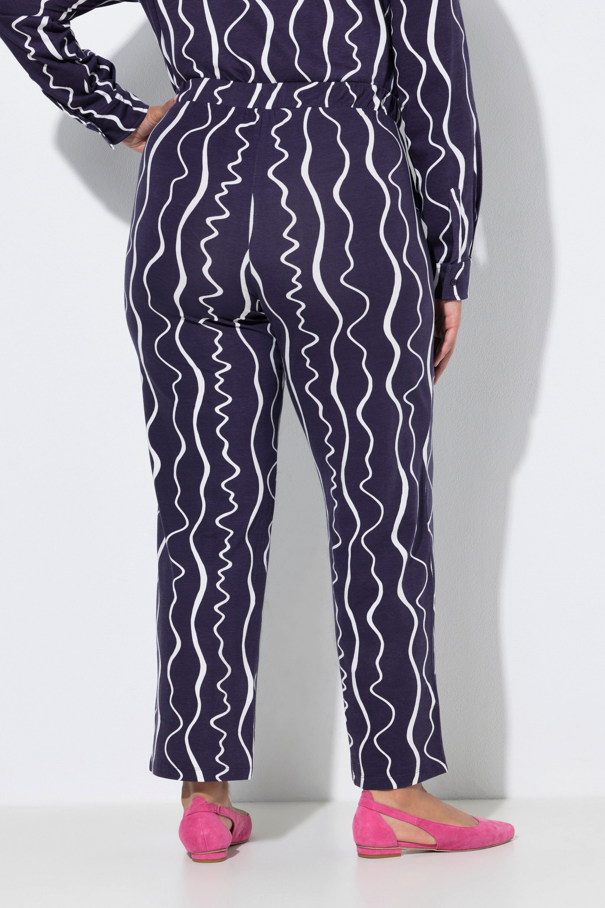 Ulla Popken Schlupfhose Jerseyhose grafischer Druck weites Bein