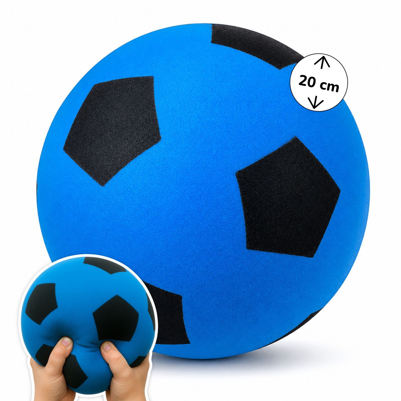 Softball Schaumstoff-Ball blau Ø 20 cm, weicher Soft-Fußball für Kinder