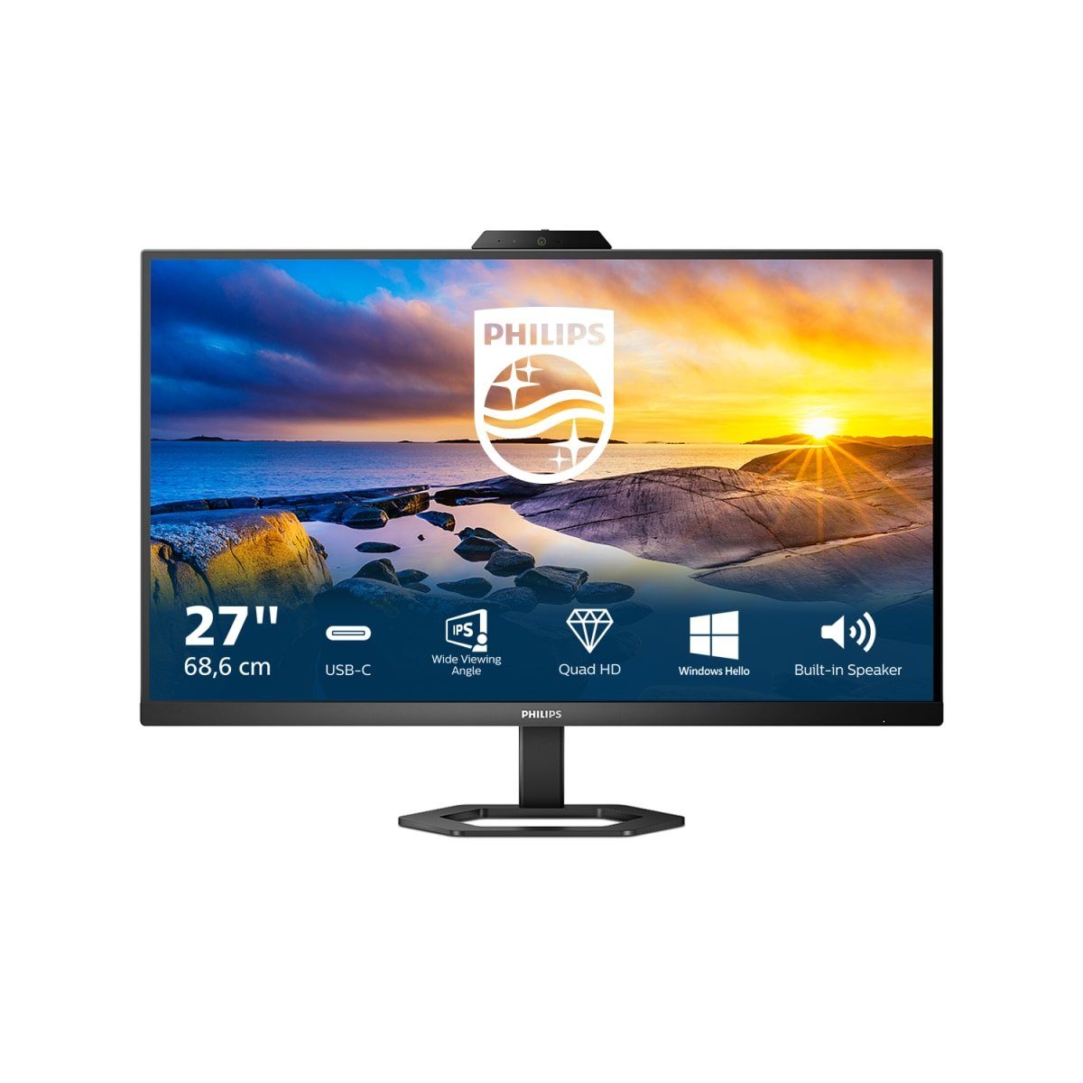 Philips 27E1N5600HE LCD-Monitor (68,6 cm/27 ", 2560 x 1440 px, QHD, 1 ms Reaktionszeit, 75 Hz, IPS, Webcam und Mikrofon mit Noise Cancelling)