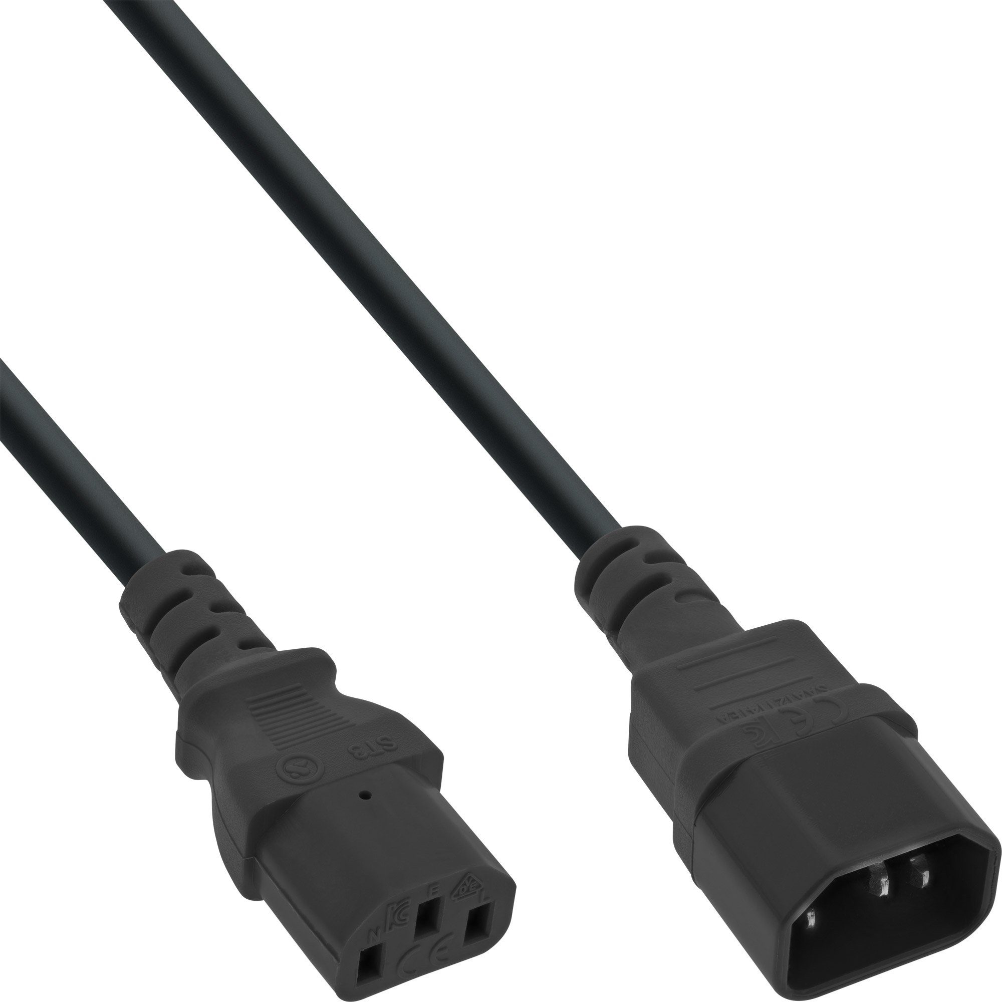 InLine® Kaltgeräteverlängerung, C13 auf C14, 1m Stromkabel
