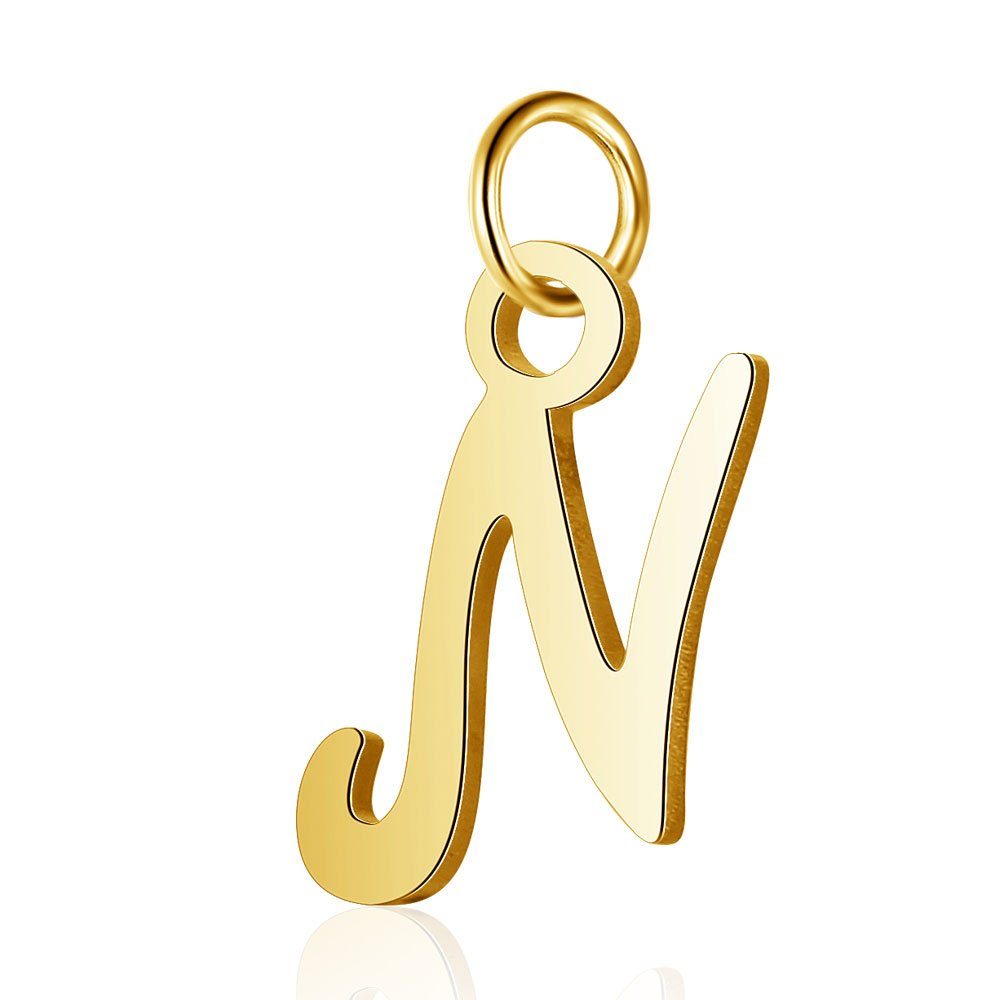 BUNGSA Anhänger Set Anhänger Buchstaben Gold aus Edelstahl Unisex N (1 Armband, 1-tlg), Pendant Halsketten