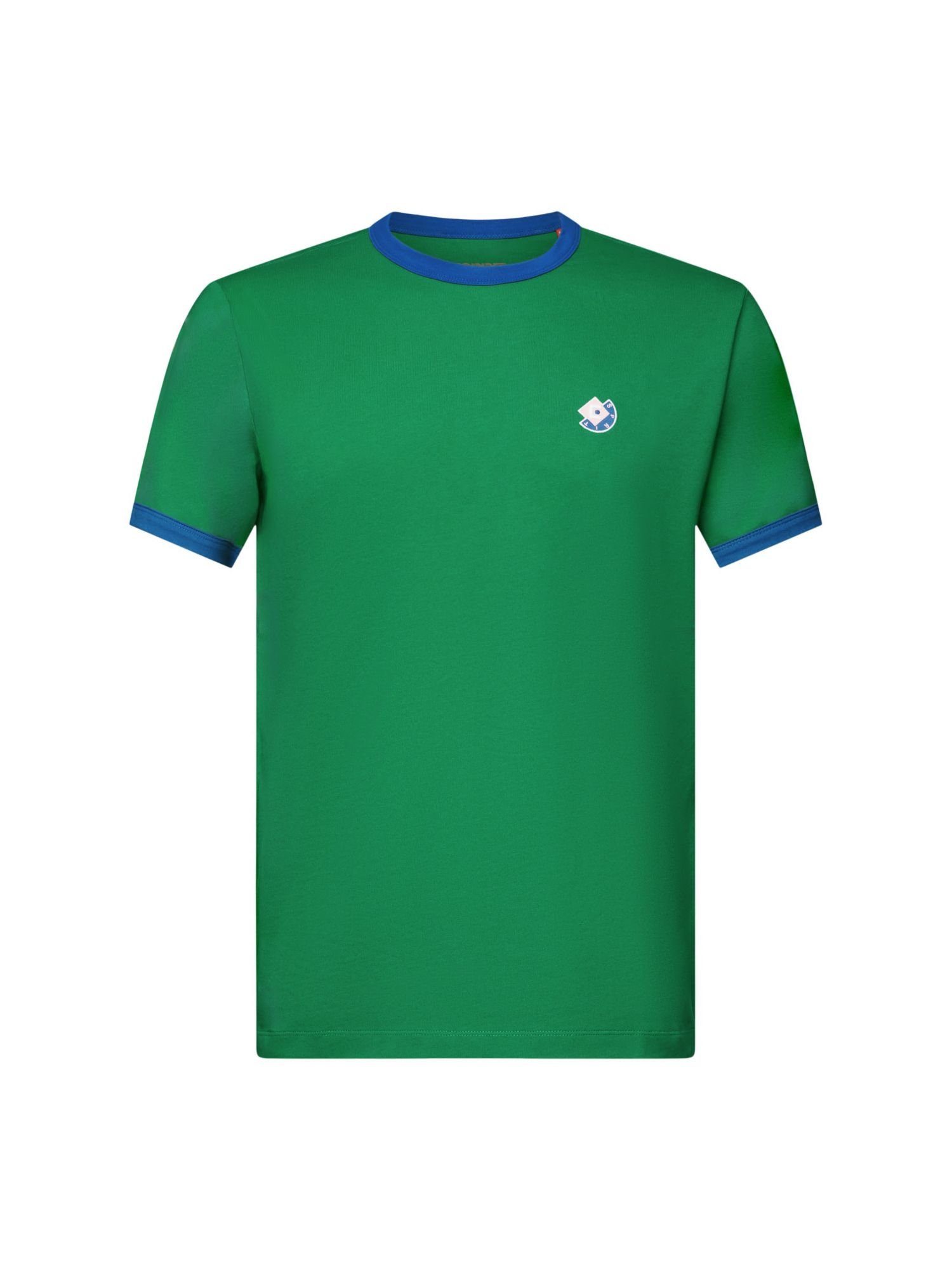 Esprit T-Shirt Baumwoll-T-Shirt mit Logo und Rundhalsausschnitt (1-tlg) GREEN