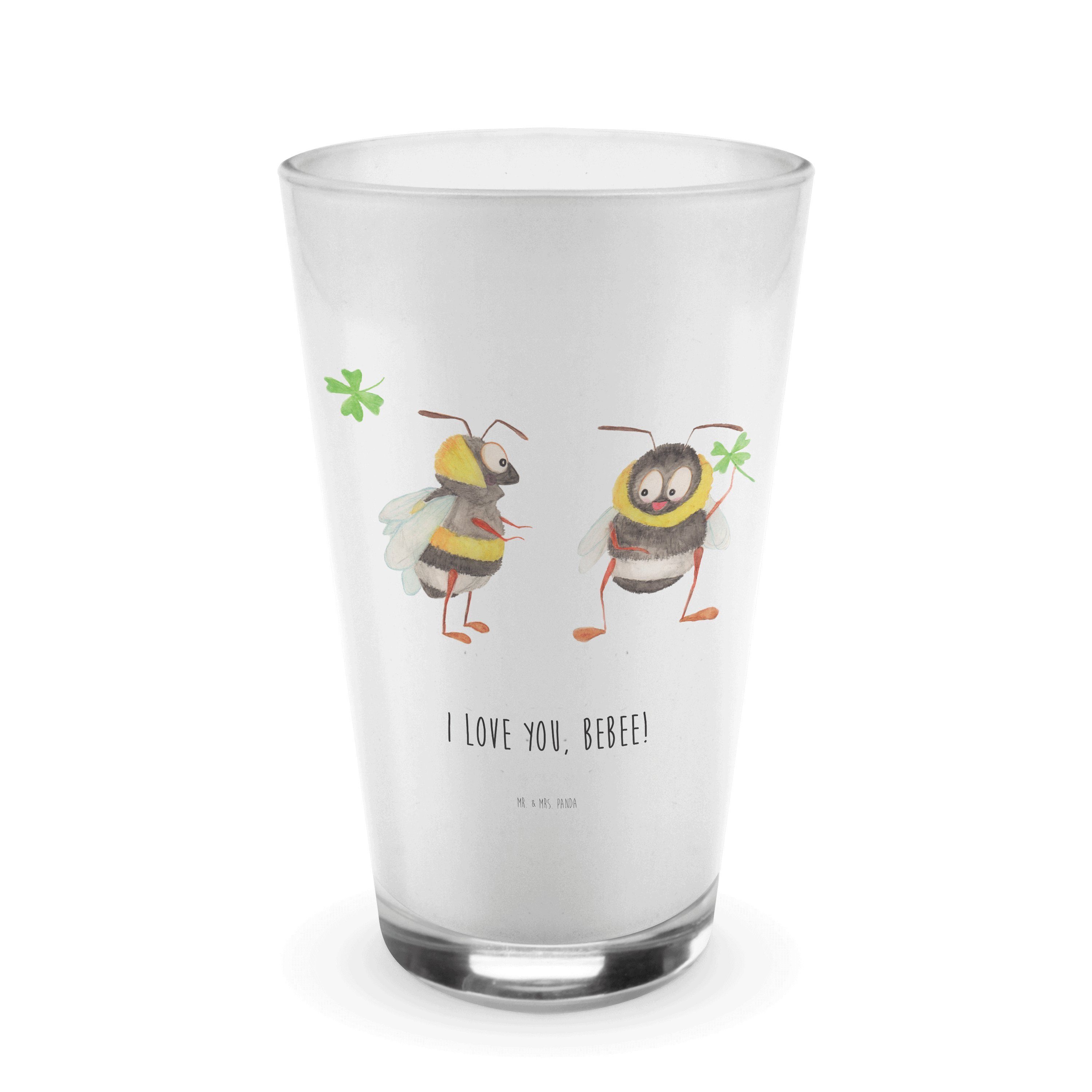 Mr. & Mrs. Panda Glas Bienen Paar - Transparent - Geschenk, Cappuccino Tasse, Geschenk für, Premium Glas | Gläser