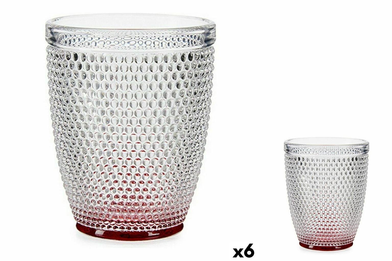 Vivalto Glas Becher Rot Punkte Durchsichtig Glas 300 ml 6 Stück, Glas | Gläser