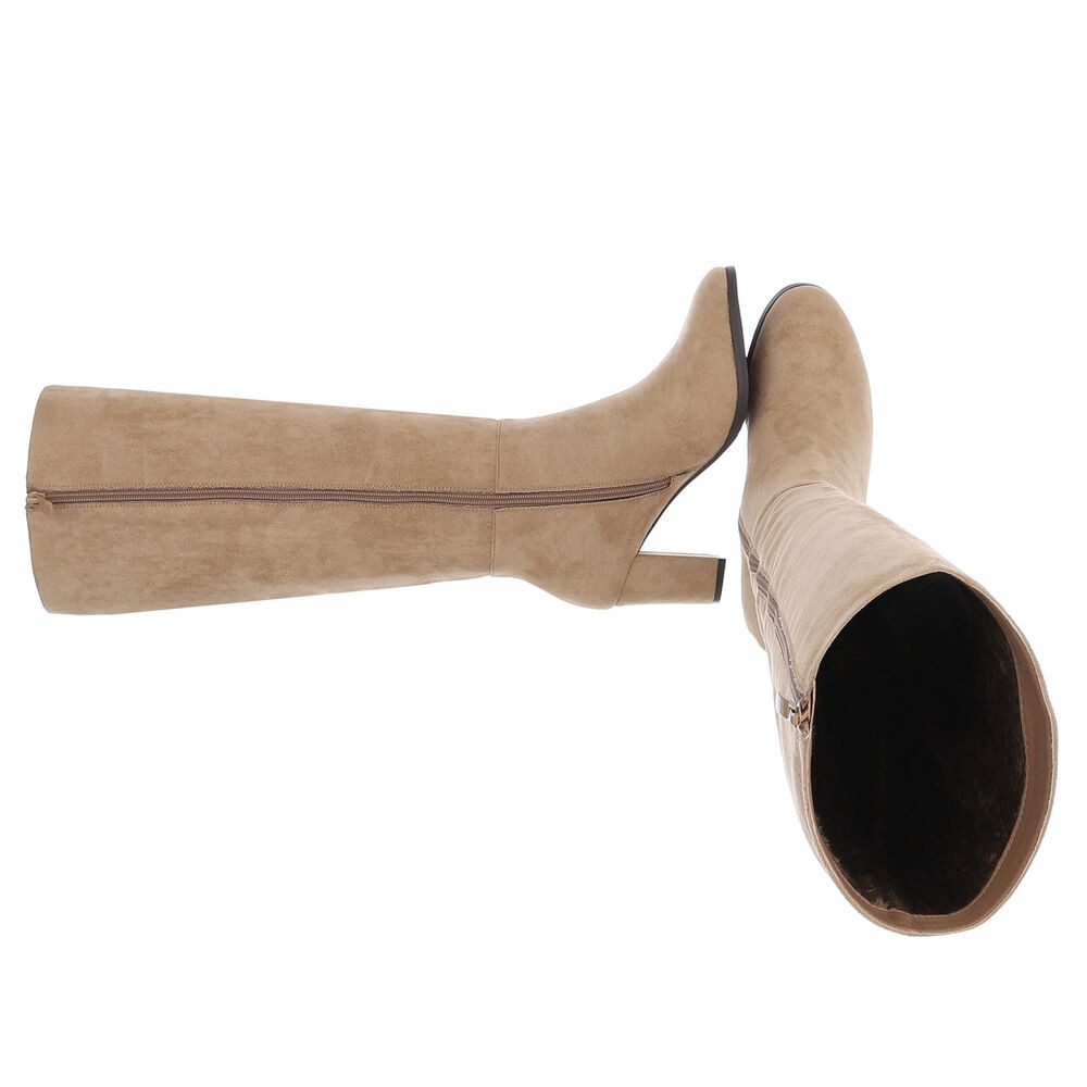 Ital-Design Eleganter Stretch-Stiefel mit Blockabsatz für Damen Stiefel (90827556) Blockabsatz Stiefel in Hellbraun