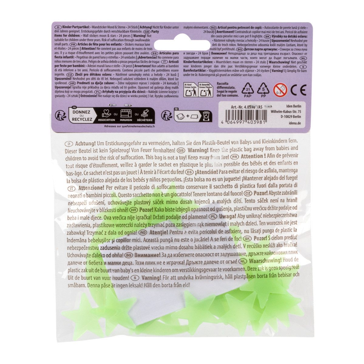 Idena Wandsticker Wandsticker Mond und Sterne, Glow In The Dark, 24 Stück – Bild 3 von 5
