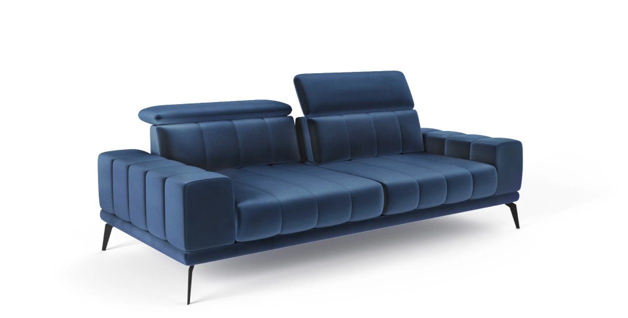 - Metallfüße - Salvio Siblo Sofa 3 Blau 3-Sitzer Sofa Modernes 3-Sitzer Dreisitzer