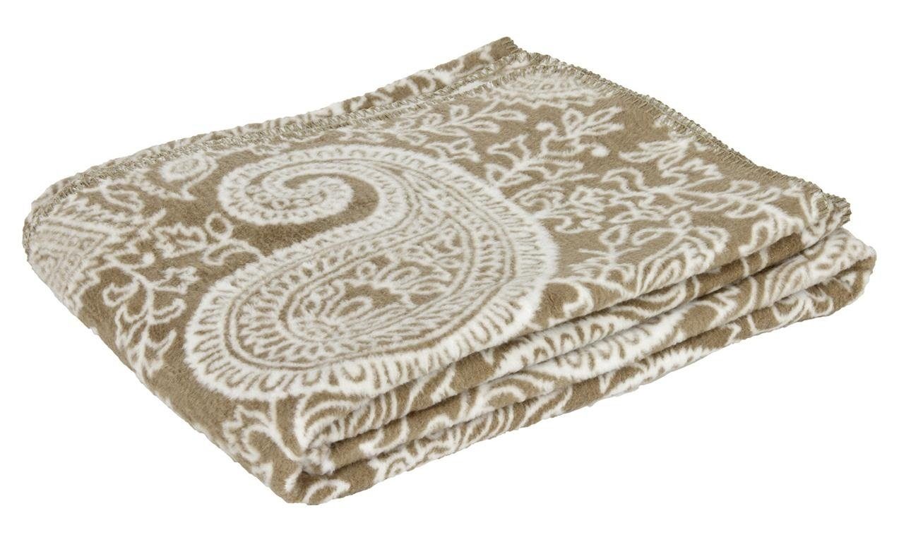 Wolldecke PAISLEY 150 x 200 cm - regional hergestellt, yogabox beige / natur | Baumwolldecken