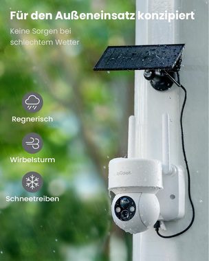 ieGeek 2K Solar Überwachungskamera Aussen akku solar Kamera WLAN Überwachungskamera (Aussen, Außenbereich, mit LED-Licht, Humanoiderkennung/PIR-Erkennung, 1-tlg., 2-Wege-Audio,IP66,Cloud/SD,Einfach zu verwenden,Alexa, 4dBi Dual-WiFi-Antennen, 355°/120° Pan Tilt, All-in-1-APP)