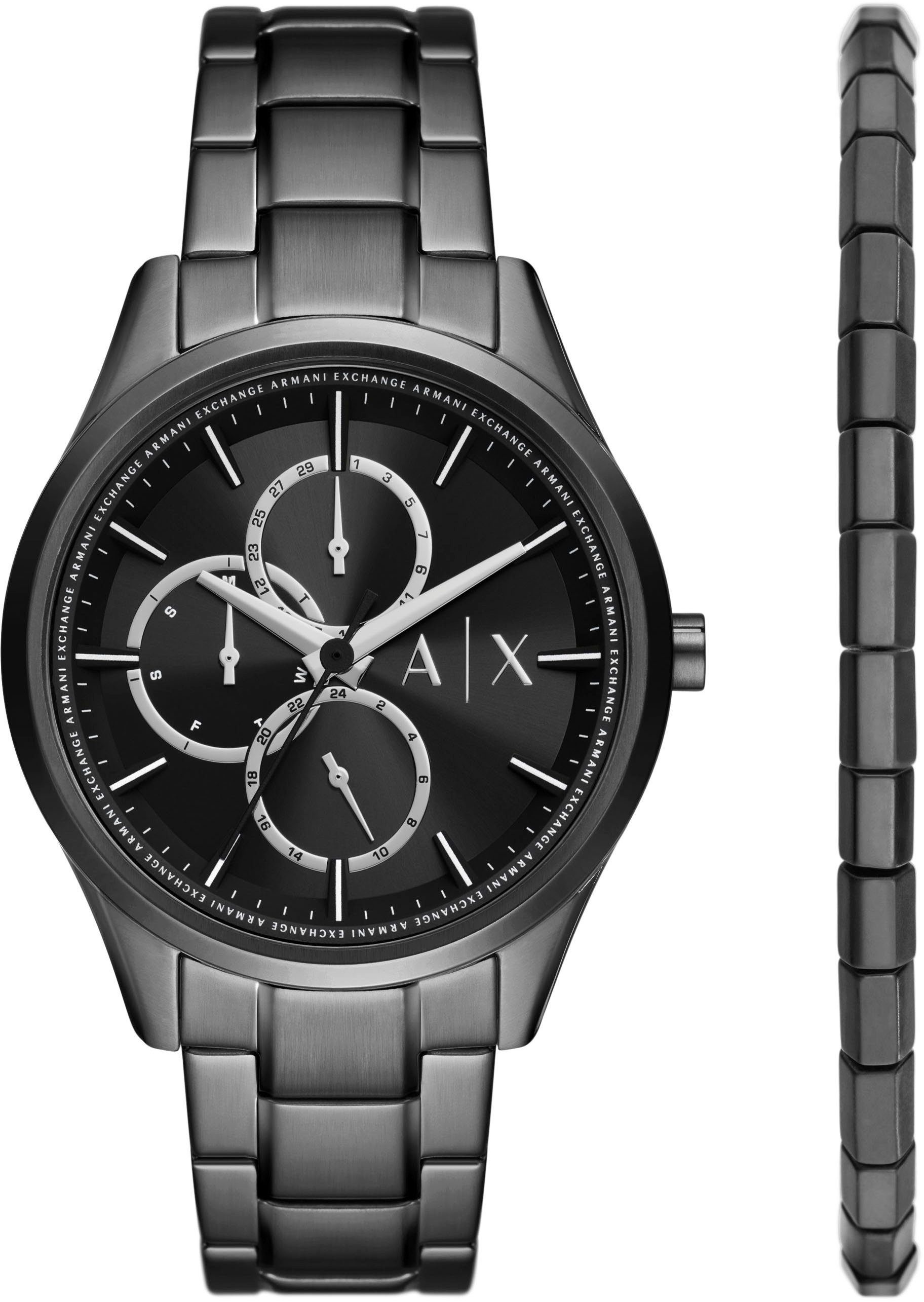 ARMANI EXCHANGE Multifunktionsuhr, (Set, Armband), Geschenk mit auch als ideal 2-tlg