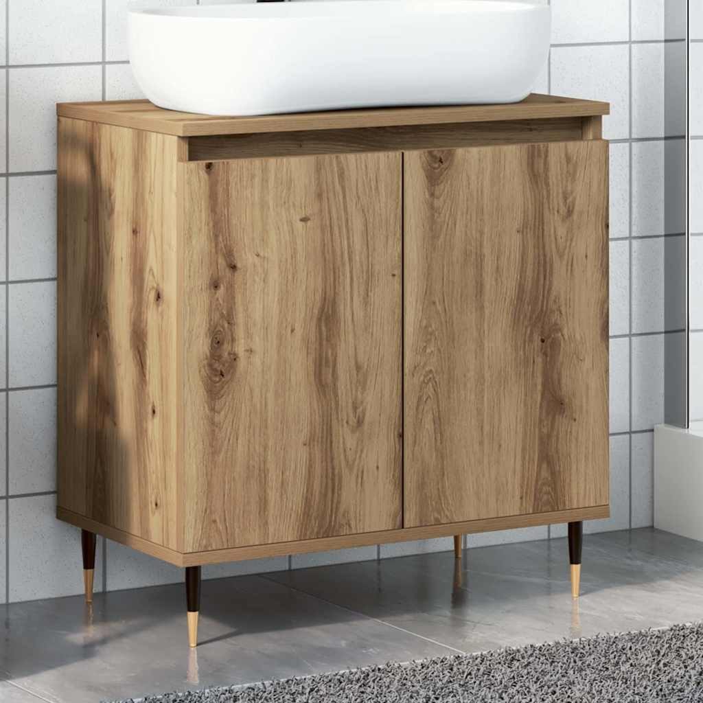 vidaXL Badezimmer-Set Badschrank Artisan-Eiche 58x33x60 cm Holzwerkstoff, (1-St) – Bild 2 von 5