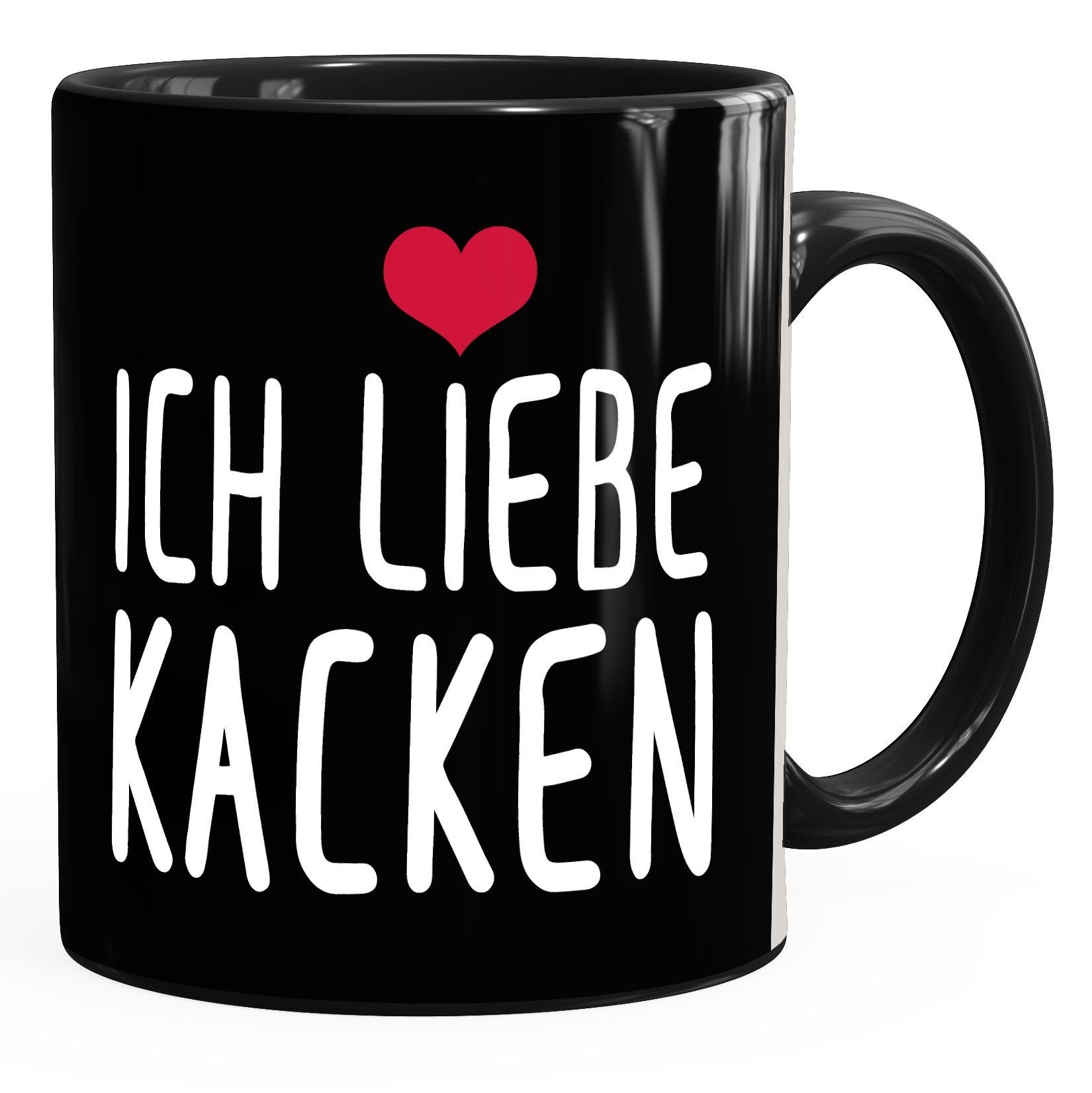 MoonWorks Tasse SpruchTasse Ich liebe kacken Kaffeetasse Teetasse