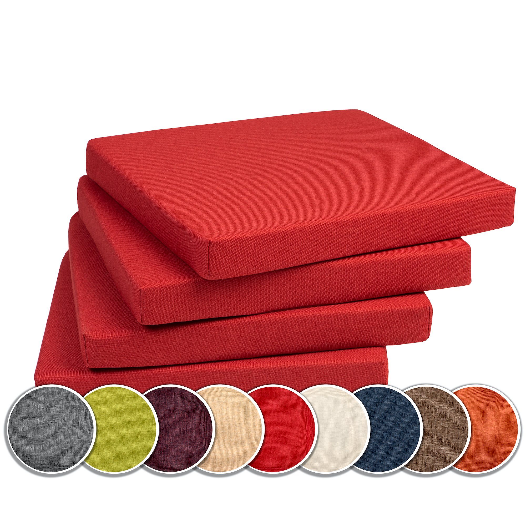 sunnypillow Stuhlkissen 4er Set Подушки 40 x 40 x 5 cm, Подушки Sitzauflage für Stühle, Bänke