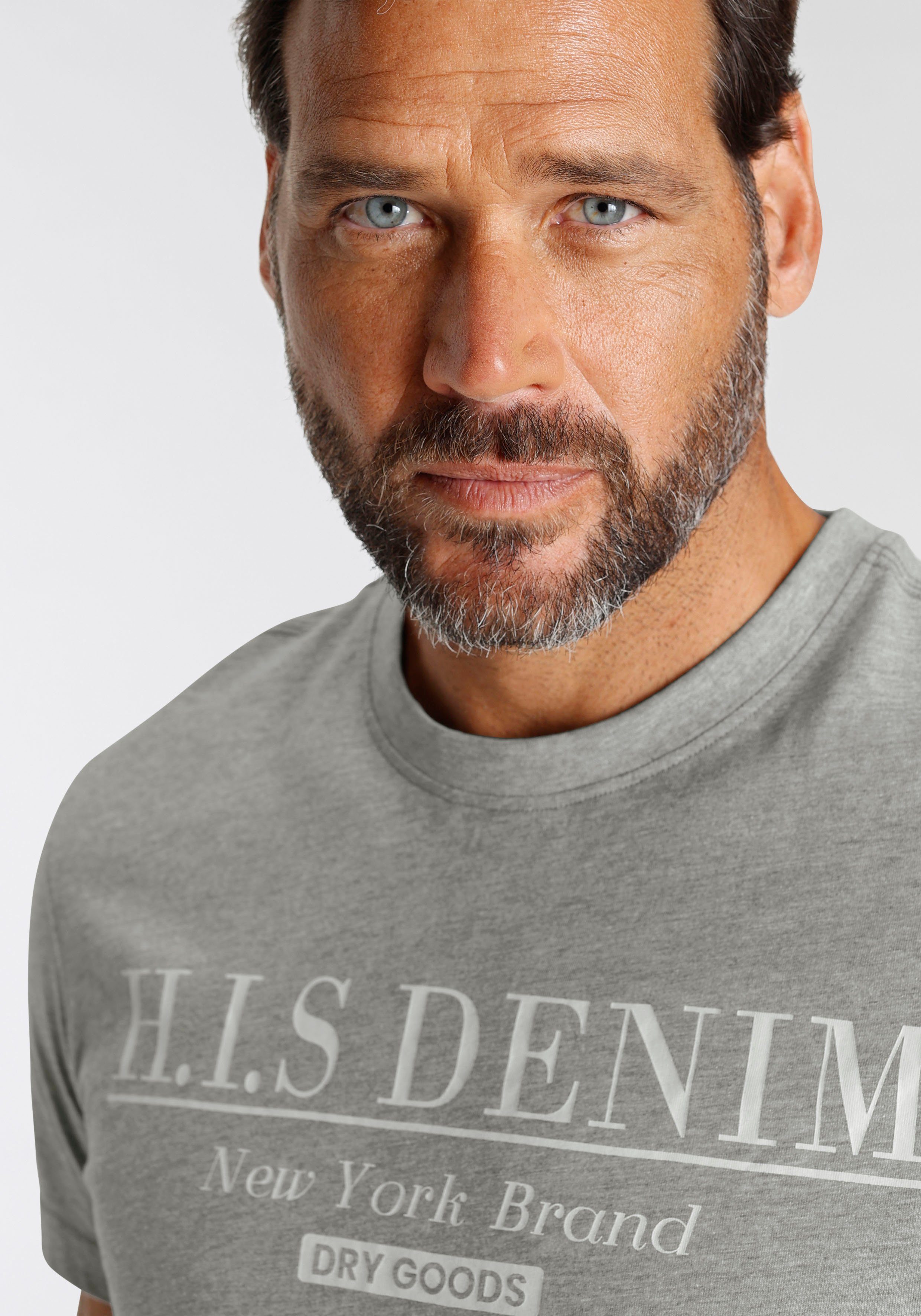 H.I.S T-Shirt schmale Passform, bedrucktes Design, Rundhalsausschnitt
