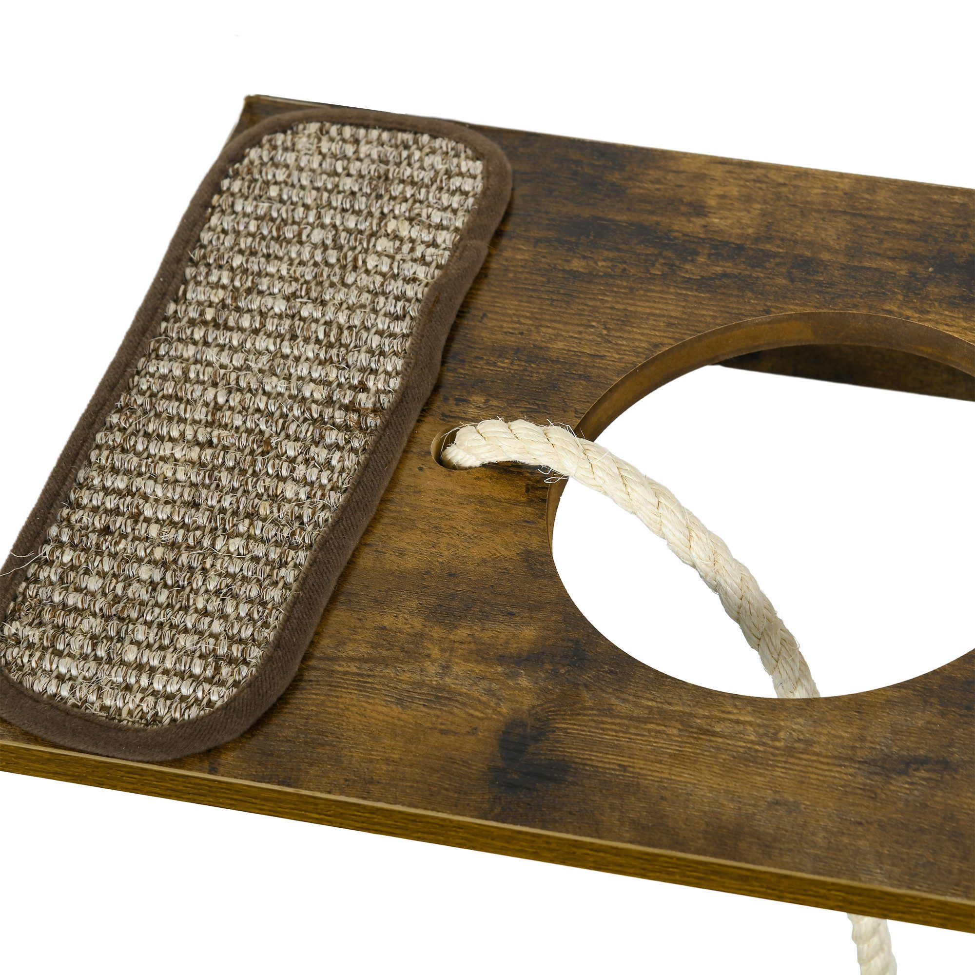 PawHut Katzen-Kletterwand Katzenwandmöbel mit Kratzbäumen, Sitzstangen, Leiter, für Wohnzimmer, Braun+Cremeweiß