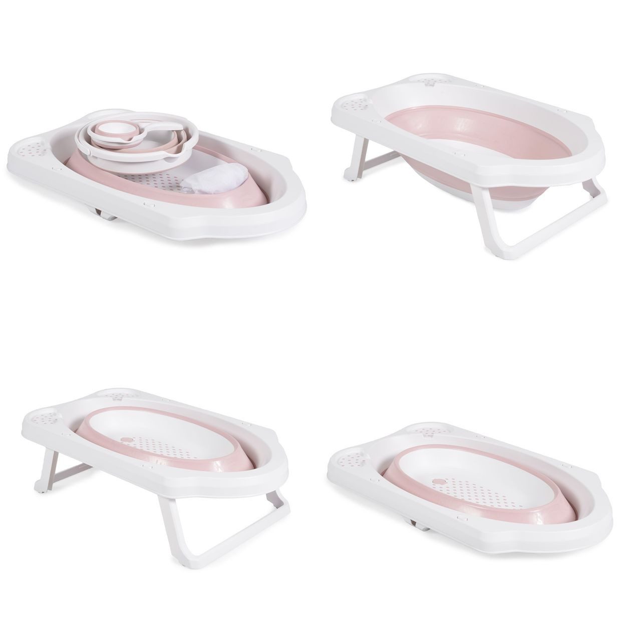 Cangaroo Babybadewanne Set Hawai 4-teilig, faltbar, Wasserablauf, Ablagefächer, Netz, ab Geburt, rutschfeste Füße – Bild 4 von 5
