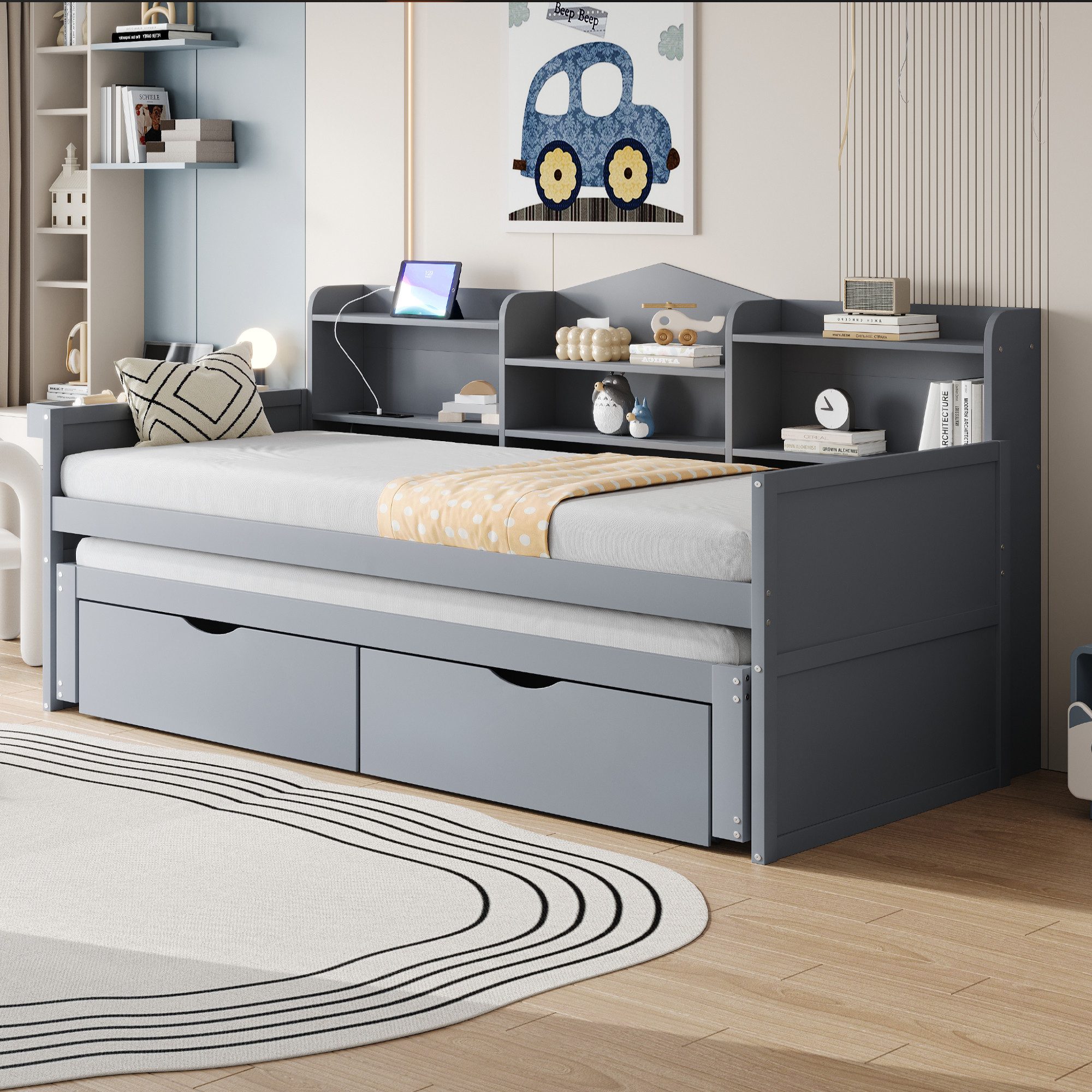 REDOM Kinderbett Stauraumbett Daybett Tagesbett Schlafsofa Einzelbett (mit günstig online kaufen
