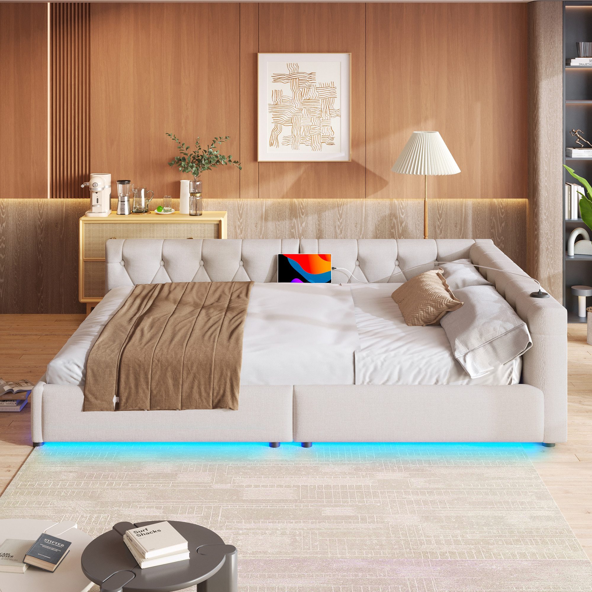 Ulife Schlafsofa Daybett, Tagesbett, Polsterbett, Jugendbett mit LED-Beleuc günstig online kaufen