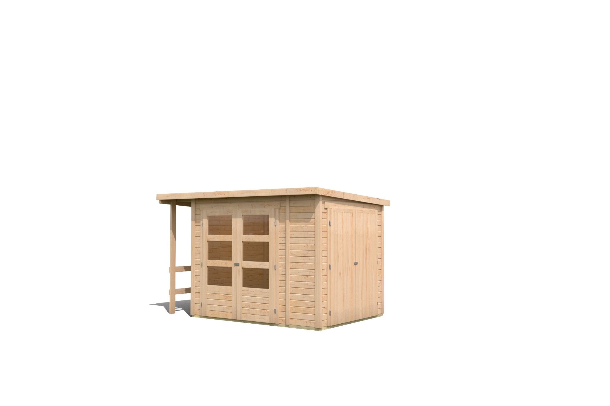Karibu Gartenhaus Gartenhaus Multi mit Schrank & Anbaudach