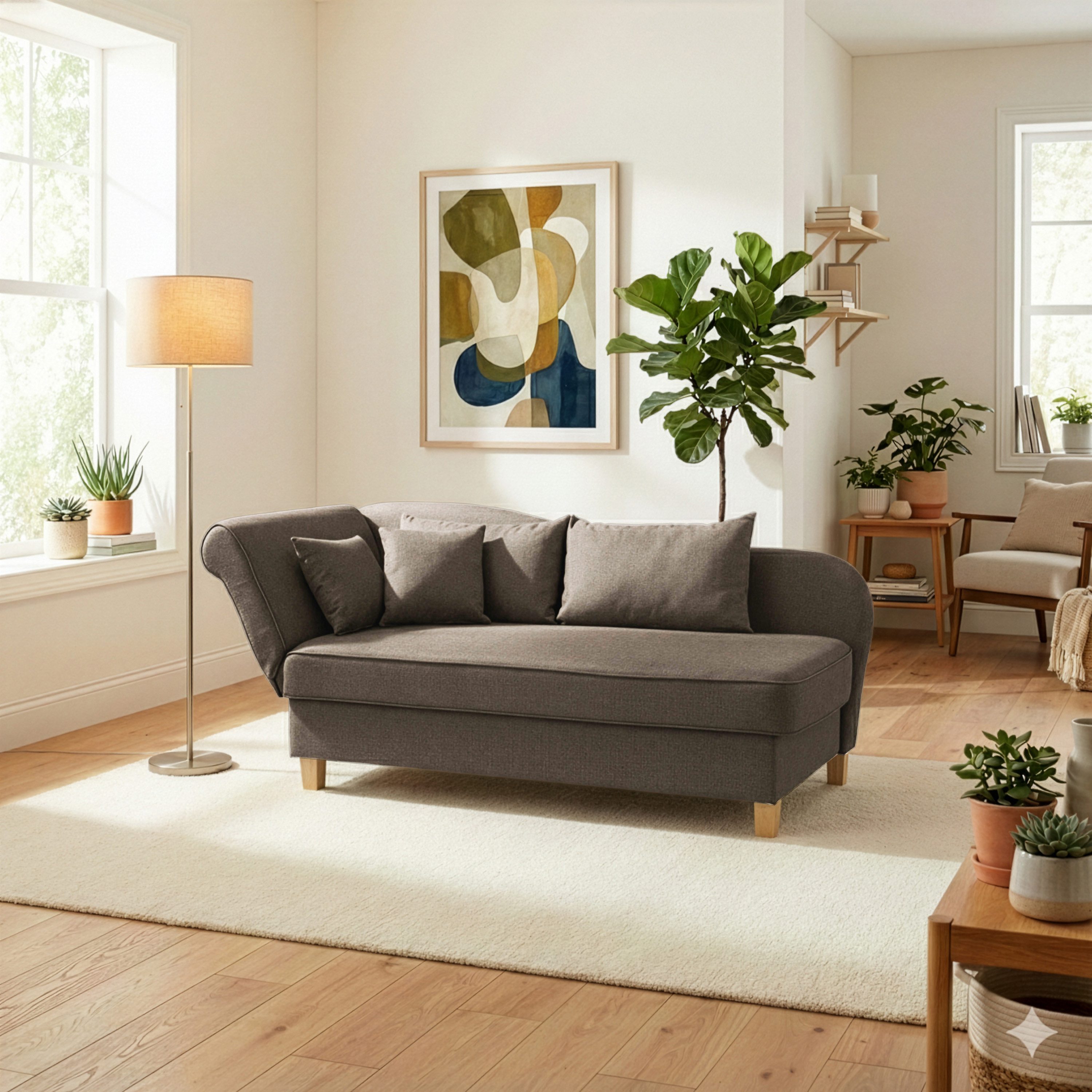 Max Winzer® Recamiere Selma, Recamiere Armteil links klappbar, Federkern, Bettkasten, Bettfunktion