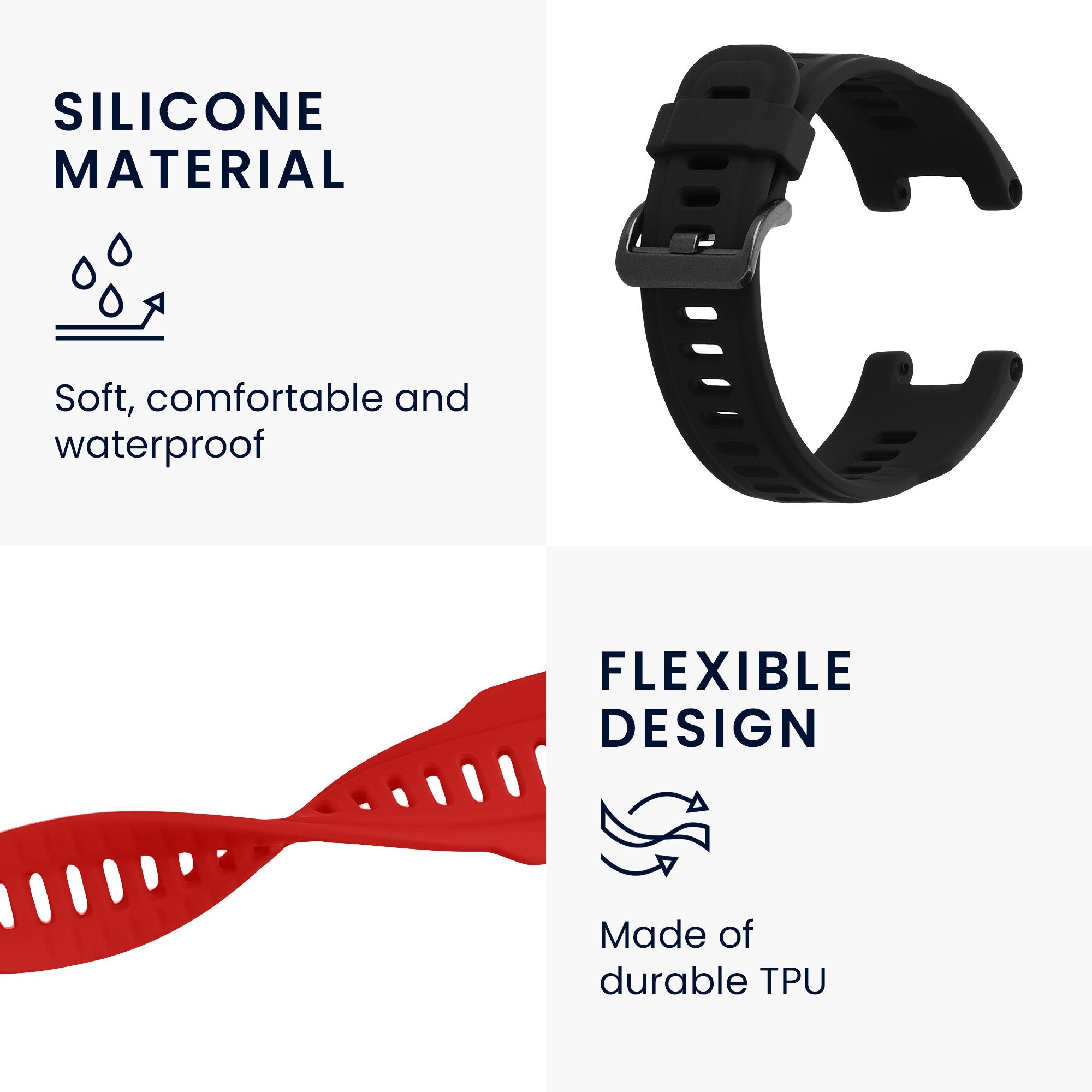 kwmobile 2x Uhrenarmband für Huami Amazfit T-Rex / T-Rex Pro Armband Smartwatch, 2-tlg., Fitnesstracker Band Set aus TPU Silikon - Ersatzarmband Smartwatch