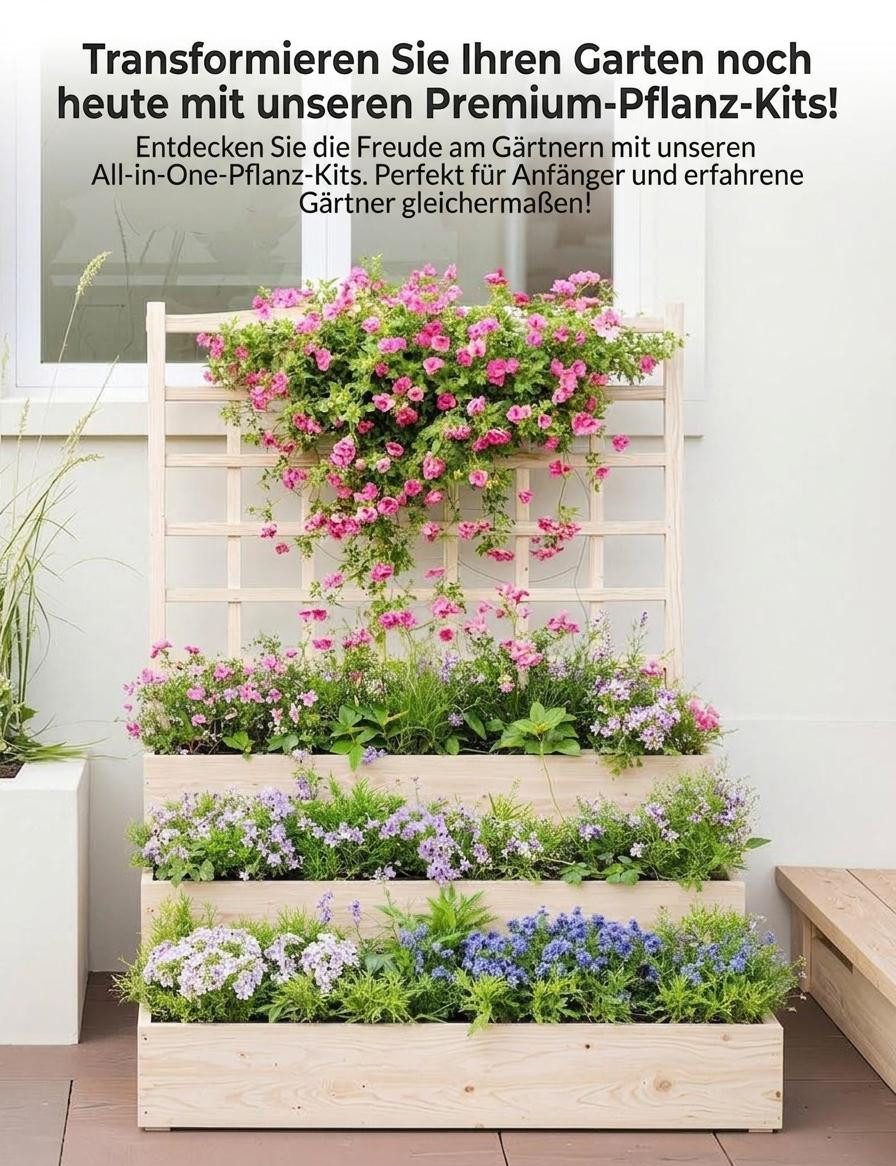 GarveeMore Hochbeet 3-stufiger Pflanzkasten Blumenkasten Gemüsebeet 114x115x115cm – Bild 5 von 5