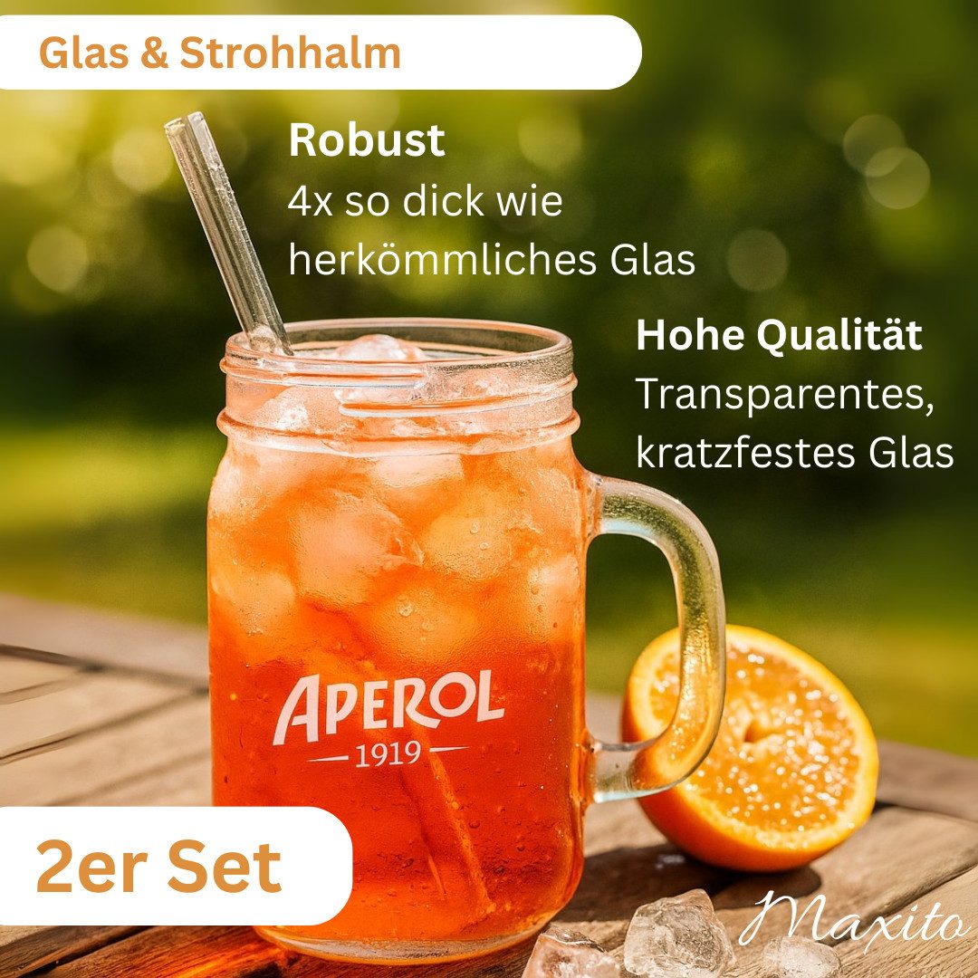 Maxito Cocktailglas als Aperol Spritz Gläser von hoher Qualität mit 360 ml mit Strohhalm, 2-tlg. – Bild 2 von 5