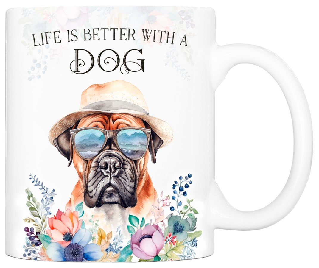 Cadouri Tasse BULLMASTIFF - Kaffeetasse für Hundefreunde, Keramik, mit Hunderasse, beidseitig bedruckt, handgefertigt, Geschenk, 330 ml