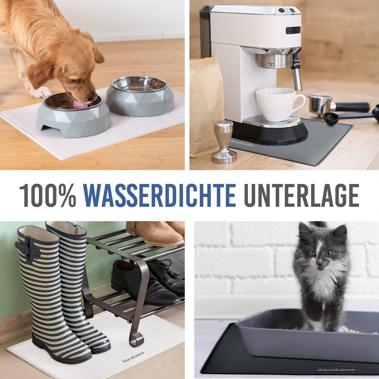 KaraLuna Futternapf Napfunterlage aus Silikon I Futtermatte Hundenapf Unterlage Katzennapf, Silikon-Napfunterlage