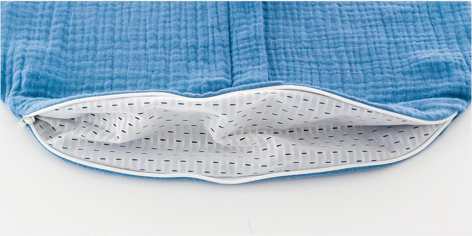 Träumeland Babyschlafsack Sommerschlafsack LIEBMICH den in 60-110 Baumwollmusselin, Größen hellblau