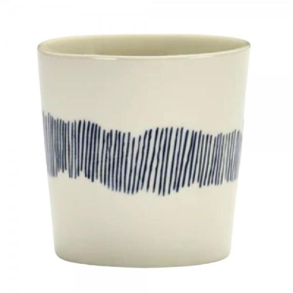 Serax Tasse Kaffeetasse ohne Henkel Ottolenghi Feast Weiss Blau Gestreift