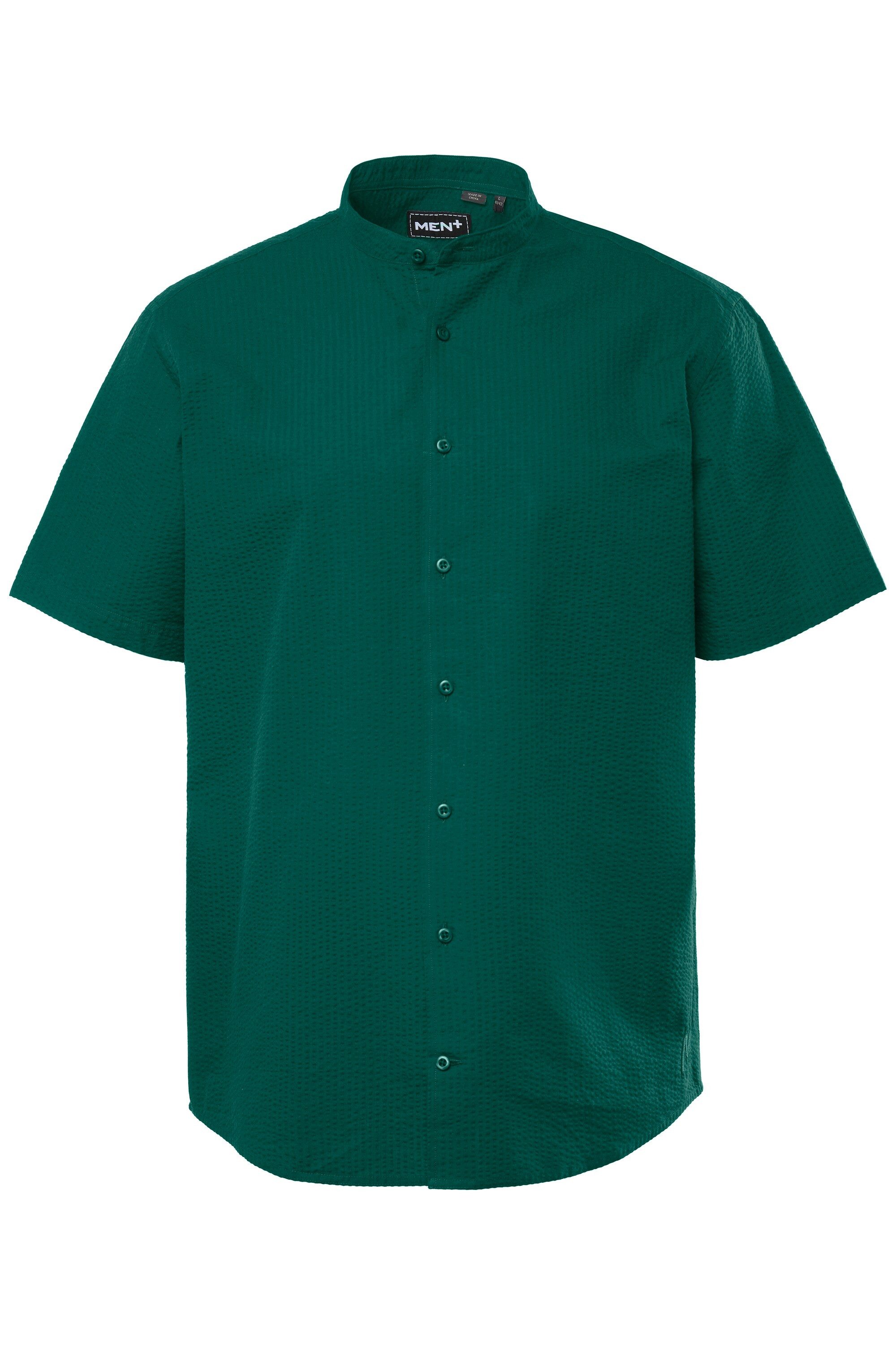 Men Plus Kurzarmhemd Hemd Halbarm Stehkragen Seersucker Comfort Fit günstig online kaufen