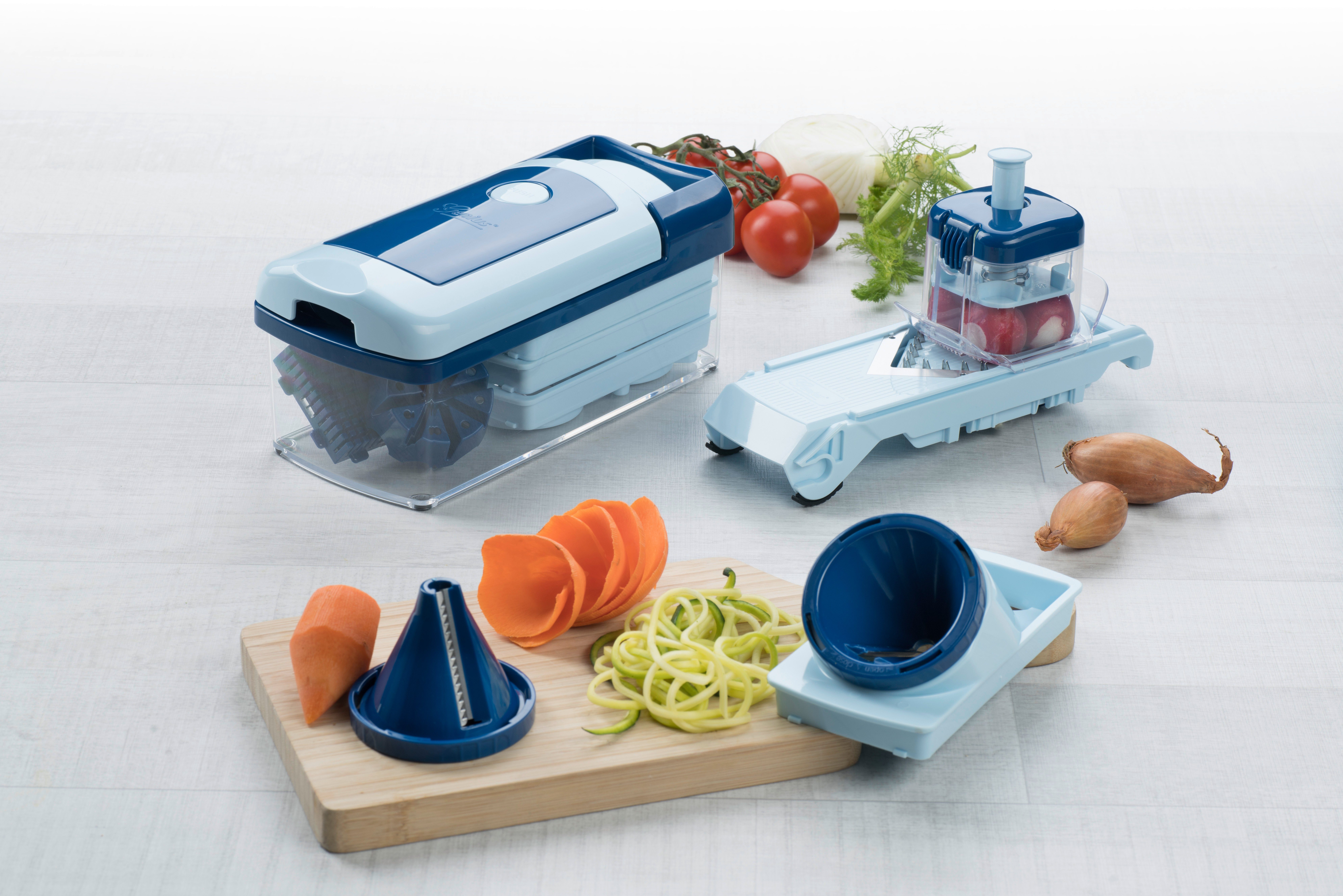 Genius Gemüseschneider Genius Nicer Dicer Fusion Smart Set (23 Teile) inkl. Twist, rubinrot, 23 Teile, Würfel, Stifte, Gemüsehobel mit 1250ml Fassungsvolumen – Bild 2 von 3