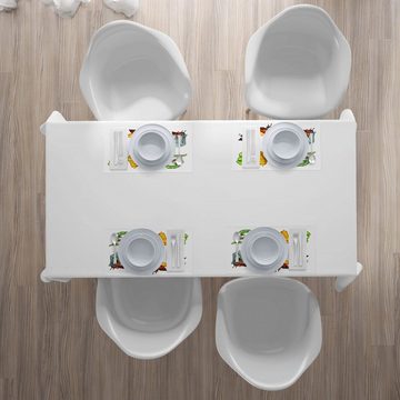 Platzset, Waschbare Stoff Esszimmer Küche Tischdekorations Digitaldruck, Abakuhaus, (4-teilig, 4 Teilig-St., Set aus 4x), Schmetterling Cocoon Natur Zyklus