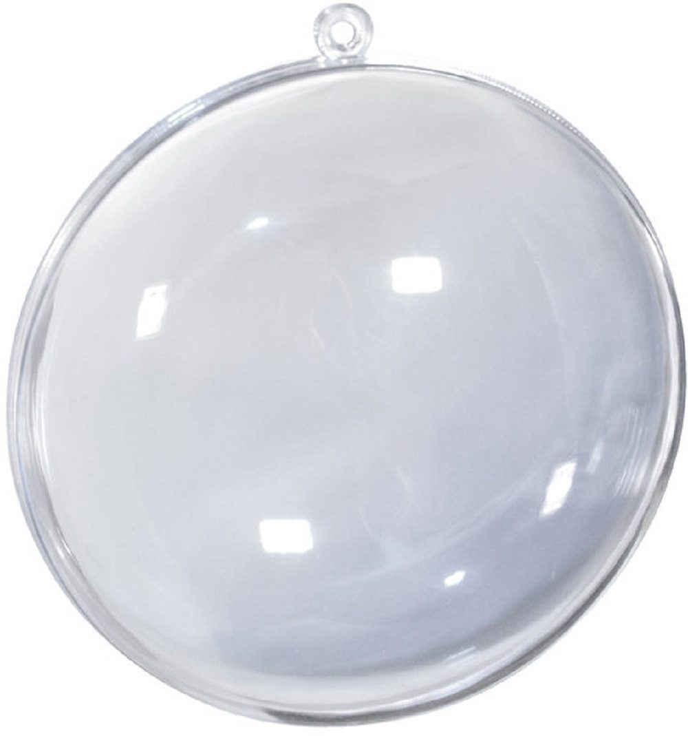 Möbius Creativ Weihnachtsbaumkugel KUNSTSTOFF-KUGEL teilbar, transparent ca. 100mm/10cm. 1 Stück.