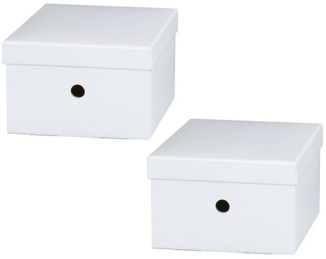 NIPS Aufbewahrungsbox “UNI COLOUR (2 Stück) Mehrzweckbox mit Deckel” (Spar-Set), B/H/T: 26,5 x 16,5 x 26,5 cm, Wellkarton, Karton, Pappe