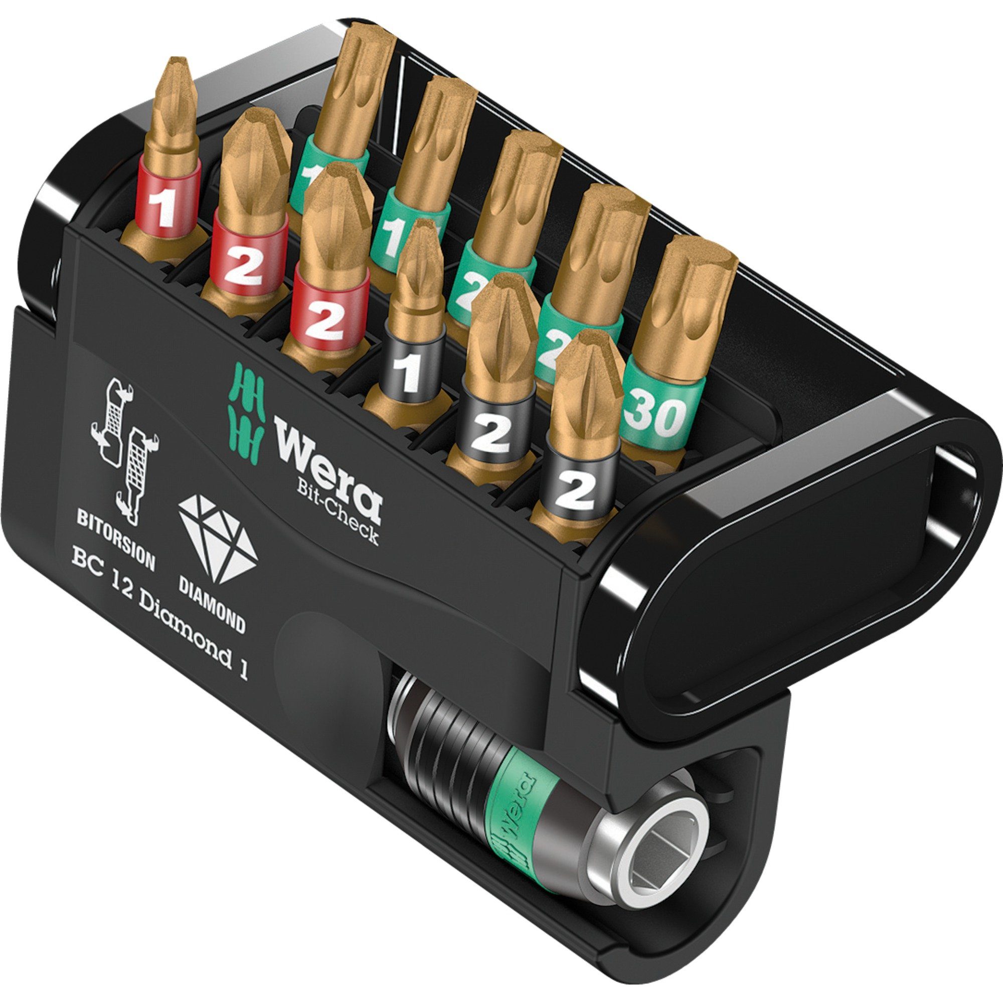 Bohrer- und Bitset Wera Bit-Check 12 Diamond 1, 1/4", 12-teilig