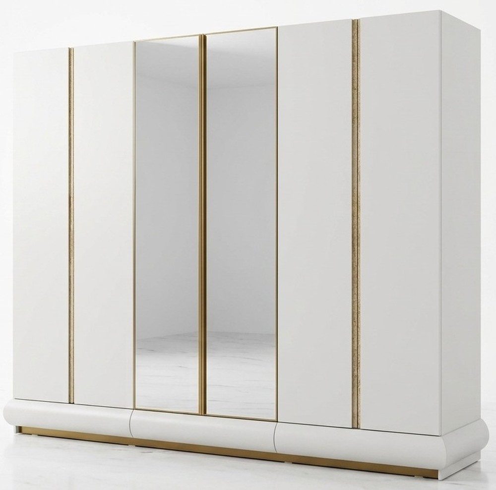 Xlmoebel Kleiderschrank Modernes Kleiderschrank Spiegelschrank 269cm Schlafzimmer Beige Gold (1-St., 1-tlg)