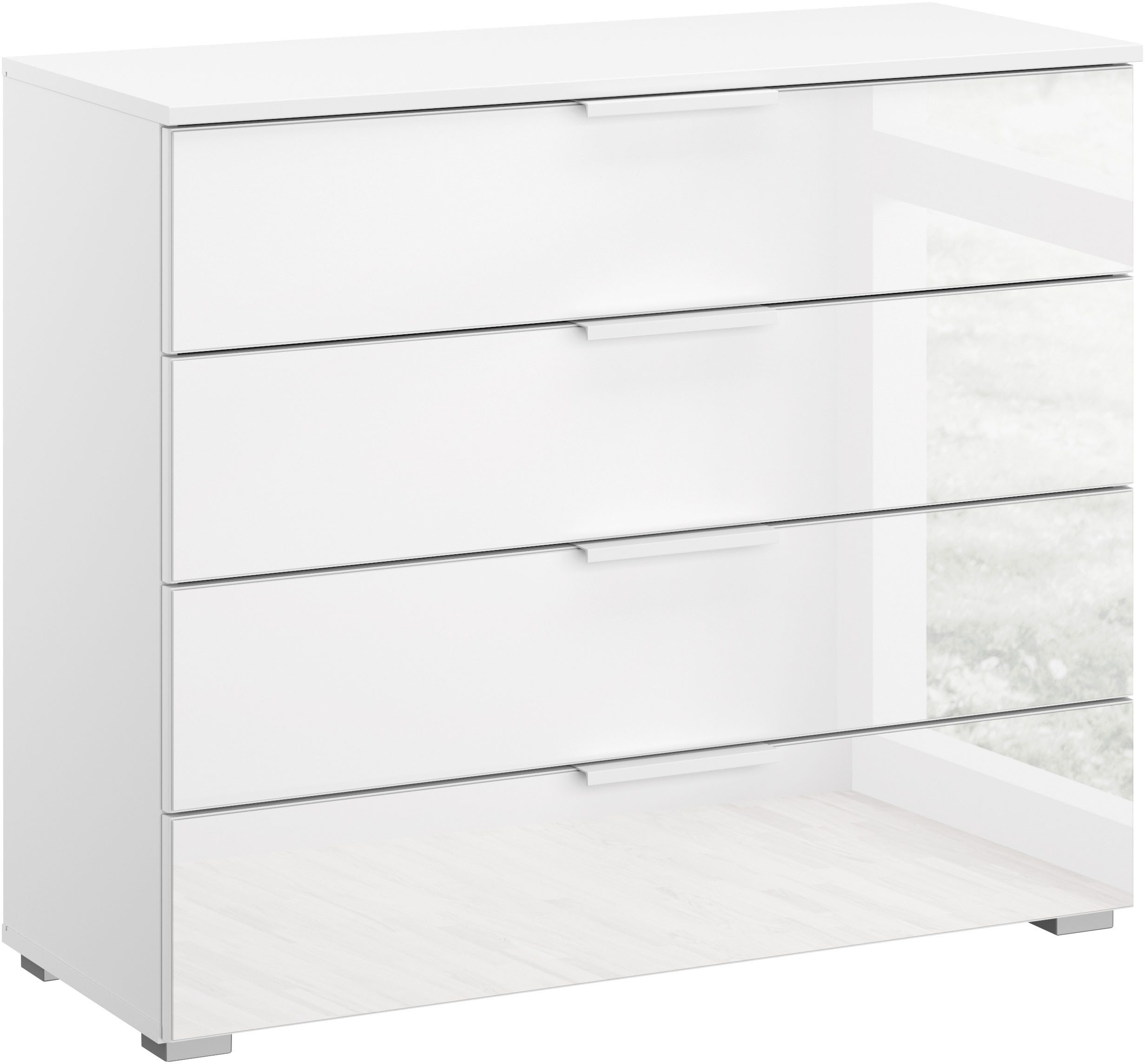 OTTO home Schubkastenkommode Kommode Sideboard Schubladenkommode Schlafzimmerkommode KOLUNA (Breite 80 cm mit hochwertiger Glasfront), Breite 93 cm mit 4 großen Schubladen für viel Stauraum MADE IN GERMANY