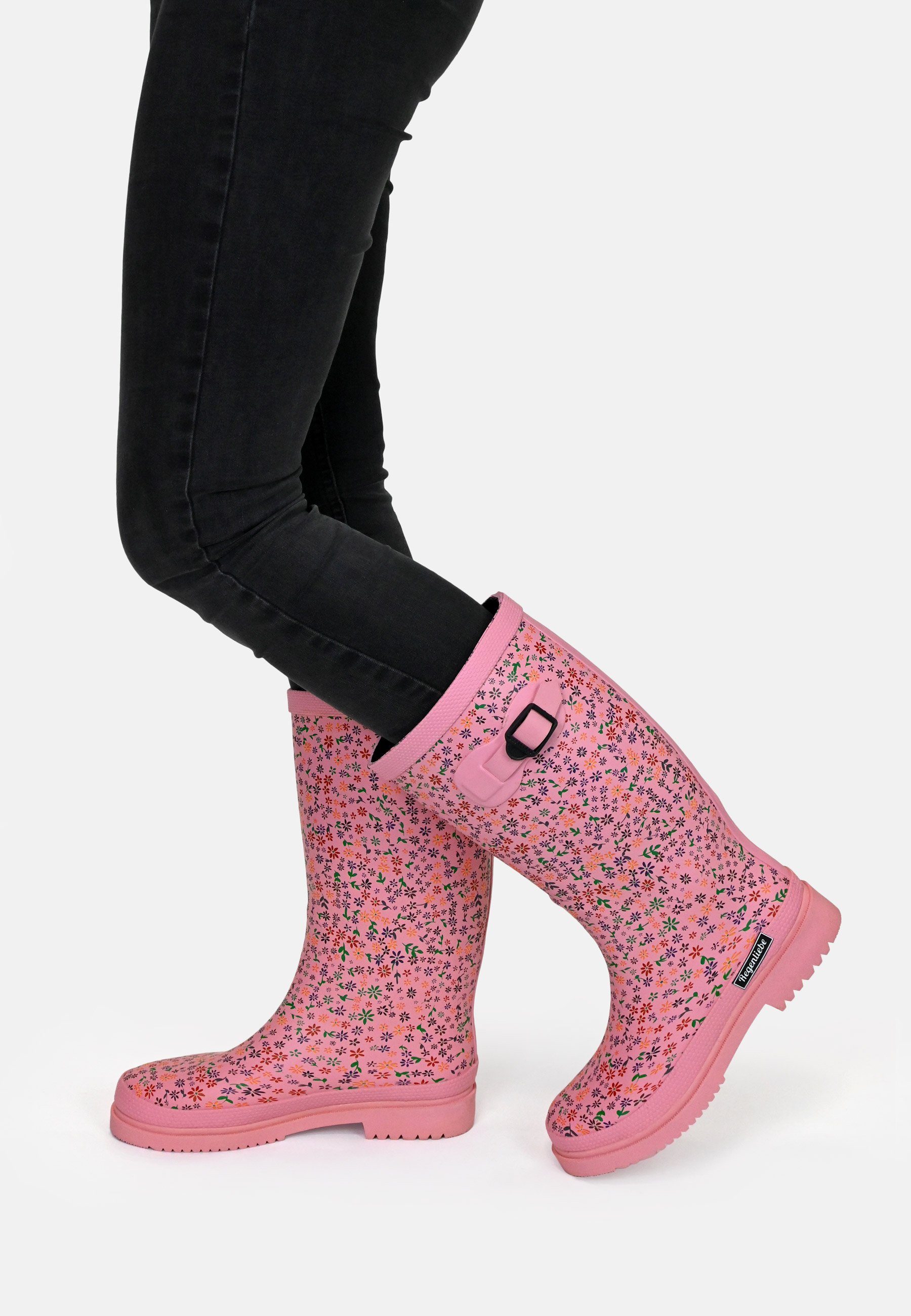 Regenliebe Flowers High Gummistiefel Langschaft Stiefel mit kleinen Blümchen