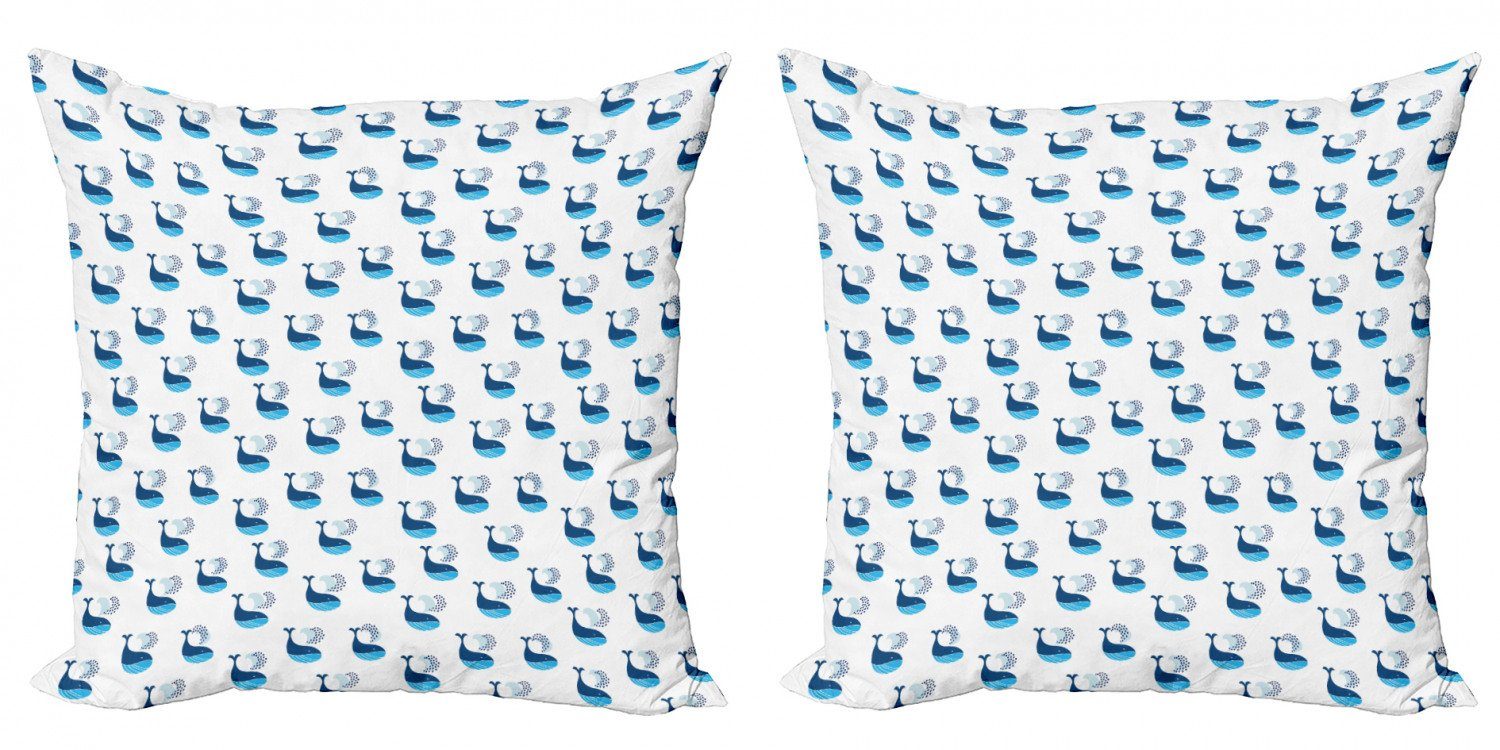 Kissenbezüge Modern Accent Digitaldruck, (2 Abakuhaus Stück), Doppelseitiger Wal Fisch-Schwimmen-Ozean