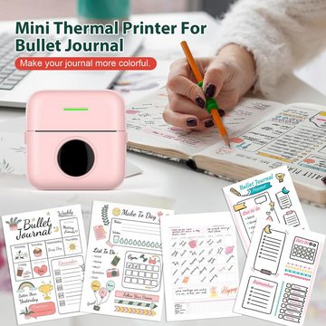 Jioson Thermodrucker Kompatibel für iOS Android Mini-Drucker Bluetooth rosa Etikettendrucker, (WLAN (Wi-Fi), Mini-Taschenaufkleber-Drucker, Bluetooth-Fotodrucker, mit 5 Druckpapier 5 selbstklebendes Thermopapier,3 Farbdruckpapier)