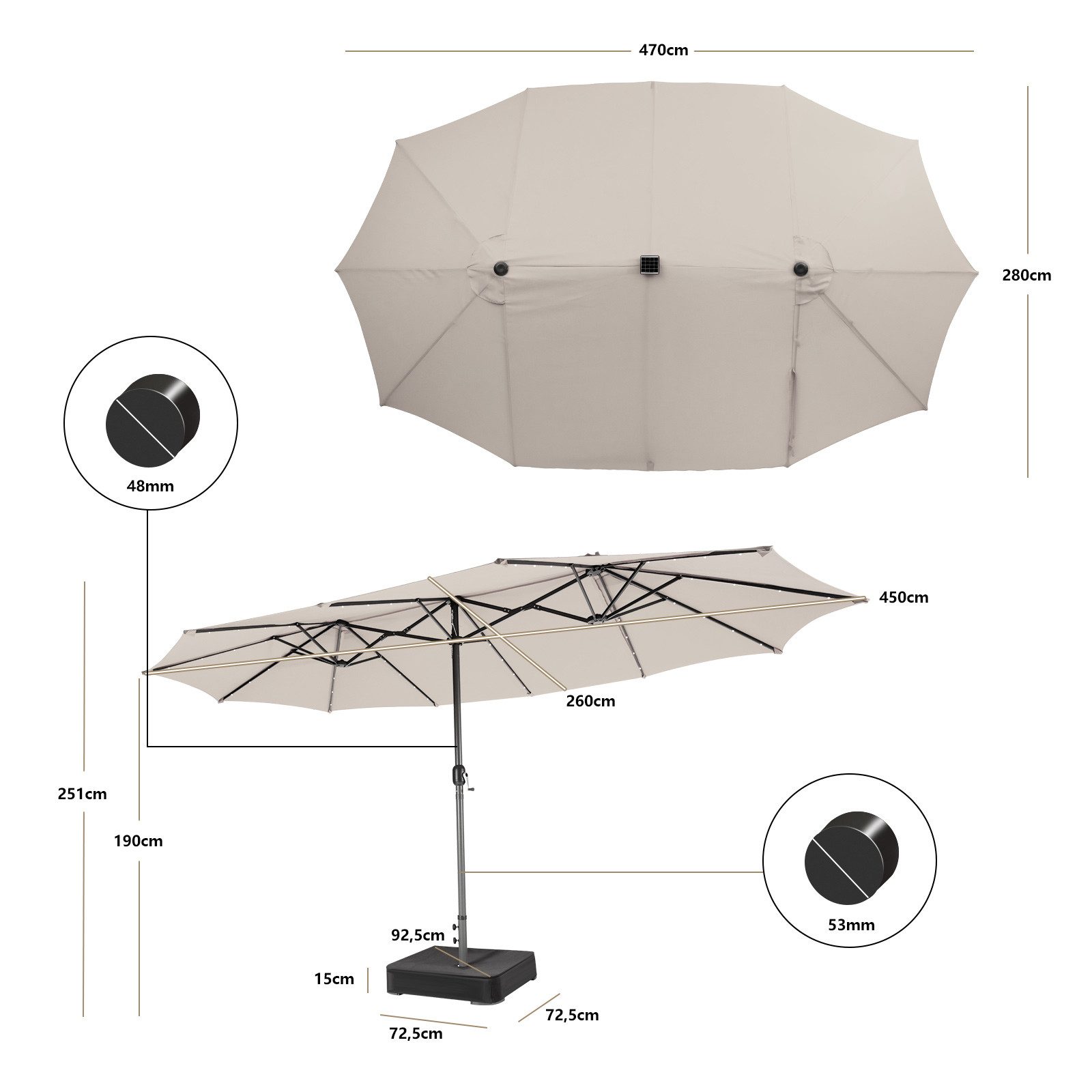 COSTWAY Sonnenschirm, 450 x 260 cm, günstig online kaufen