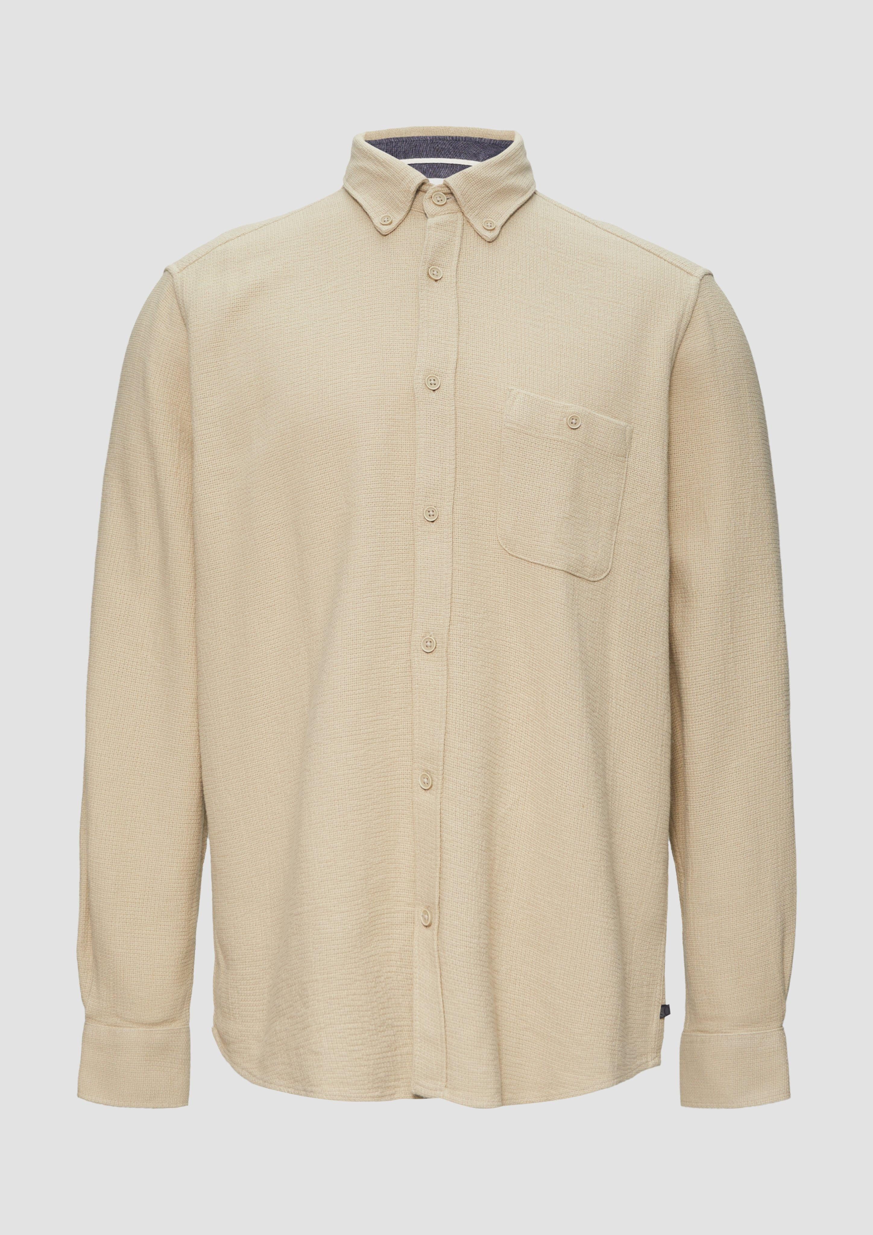 Langarmhemd Regular Fit: Button-down-Hemd aus Strukturware