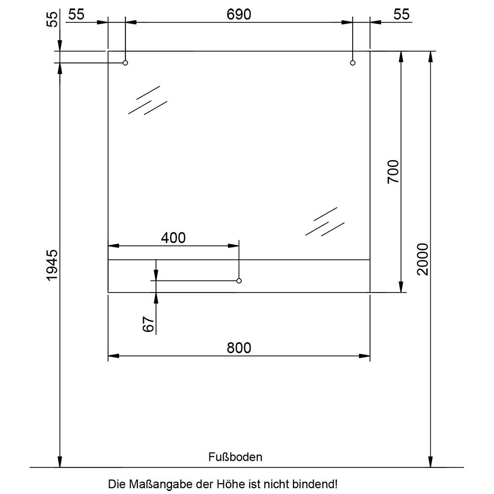 Lomadox Badspiegel QENA-66, Badezimmer Spiegel B/H/T Silber, cm LED in Beleuchtung 50/74/9,5 mit