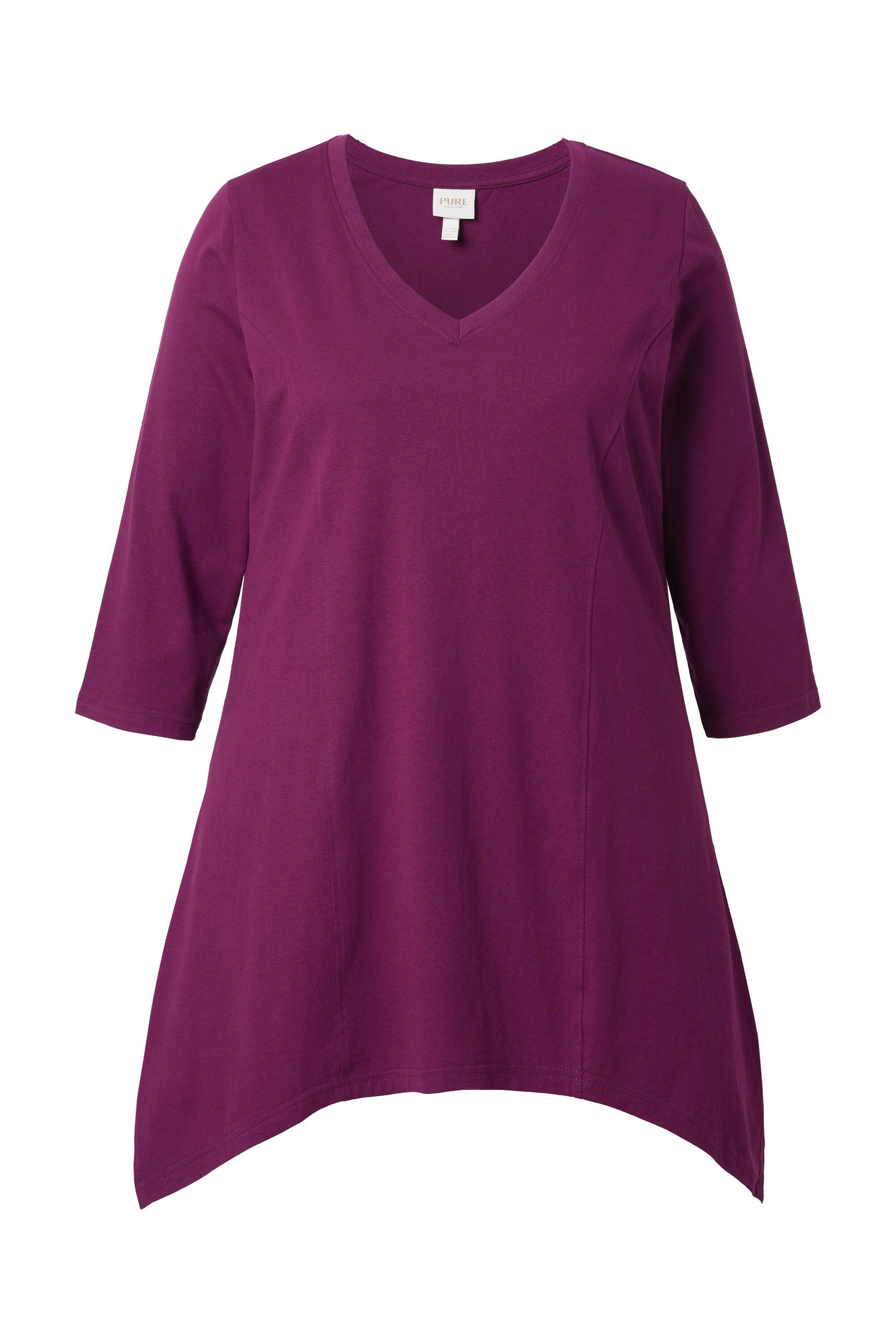 Ulla Popken T-Shirt Shirt Zipfelsaum V-Ausschnitt günstig online kaufen