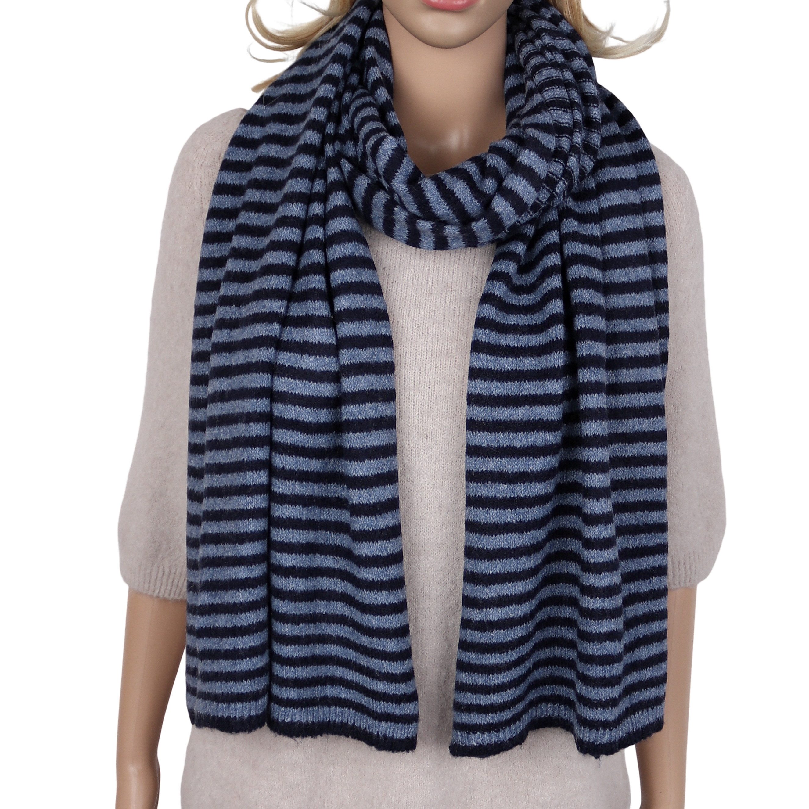 MIRROSI Strickschal Damen Schal Strick 50x200 cm, weicher Streifen-Schal mit Wolle, warmer Winterschal für Damen